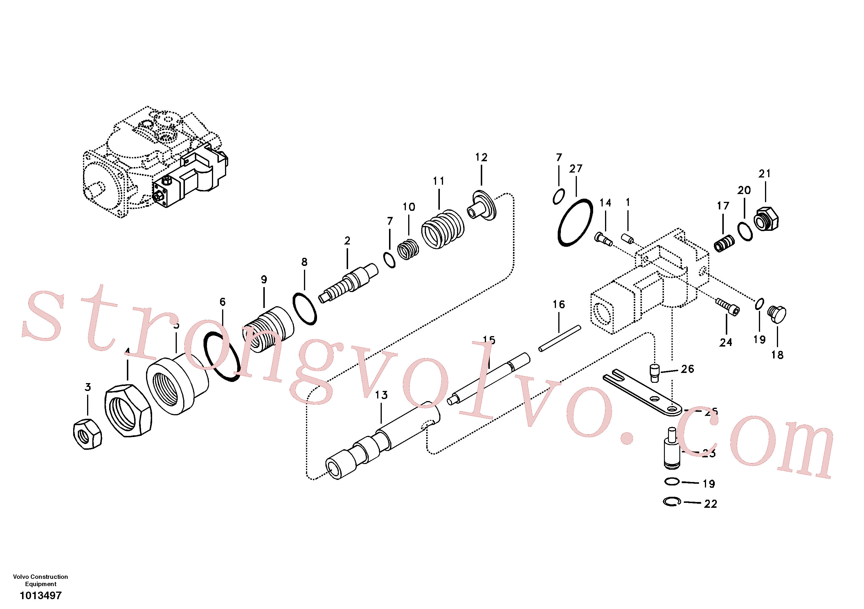 VOE14525120 Volvo Regulador, bomba hidráulica(1013497 Montagem)