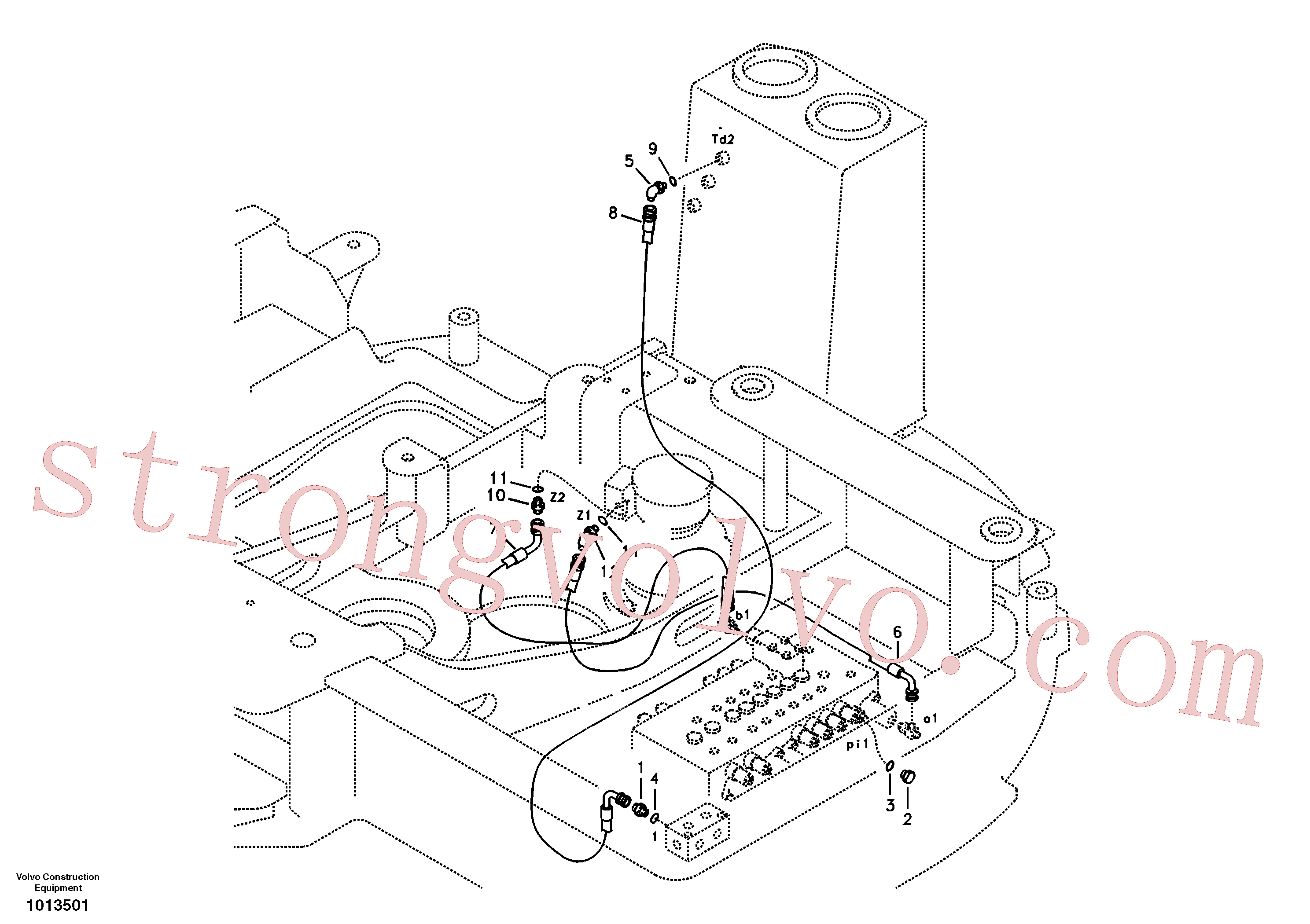 SA9453-03250 Volvo Sistema servomotor, tubagem da válvula de comando(1013501 Montagem)