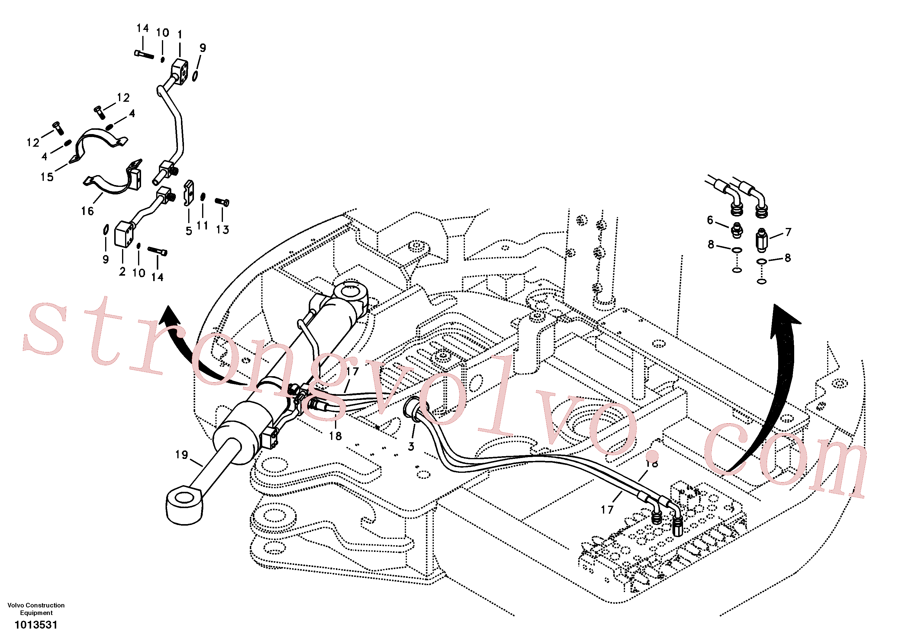 VOE14520125 Volvo Sistema hidráulico, válvula de comando da lança e articulação(1013531 Montagem)