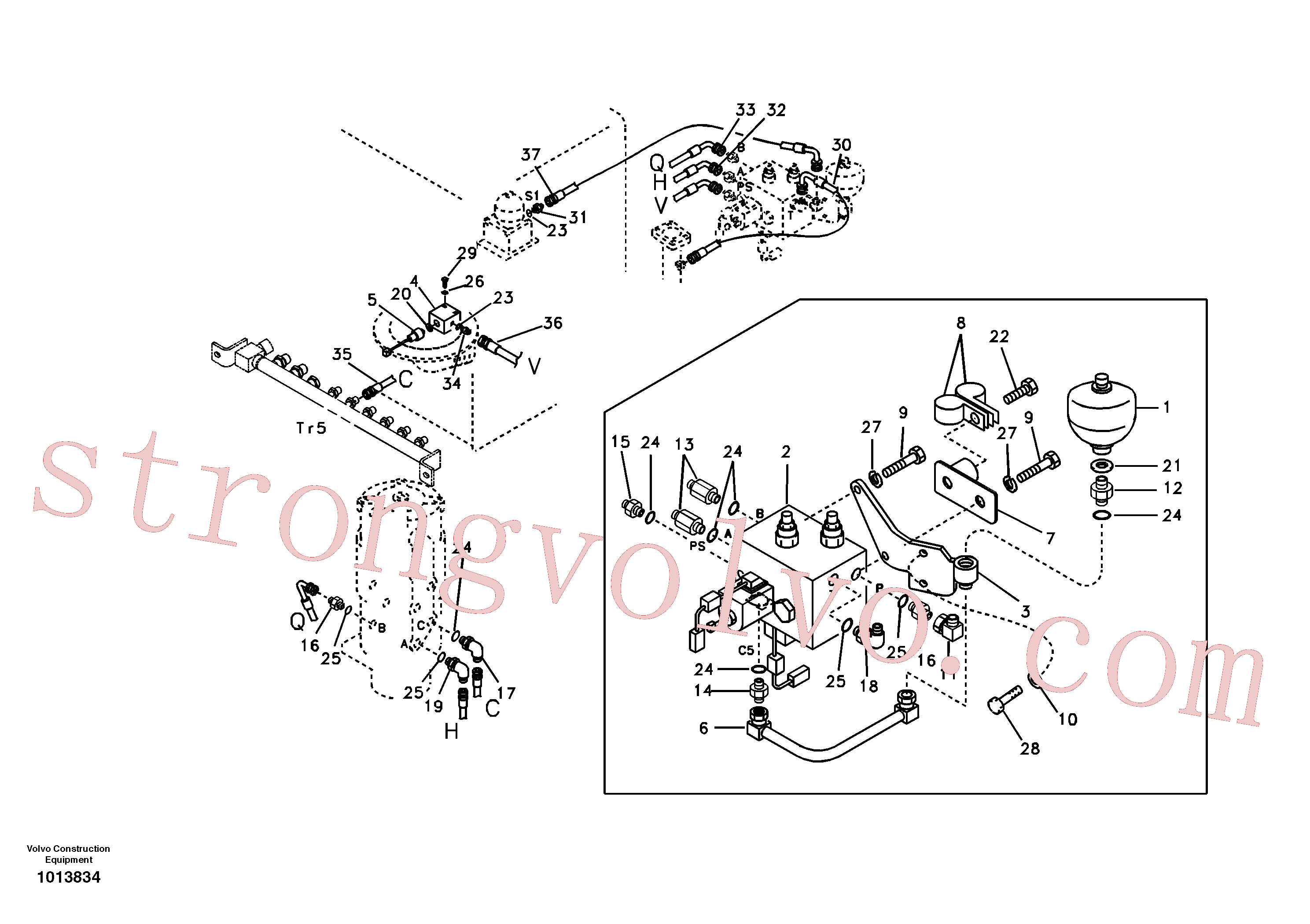 SA9412-11150 Volvo Sistema hidráulico, linha de travão superior(1013834 Montagem)