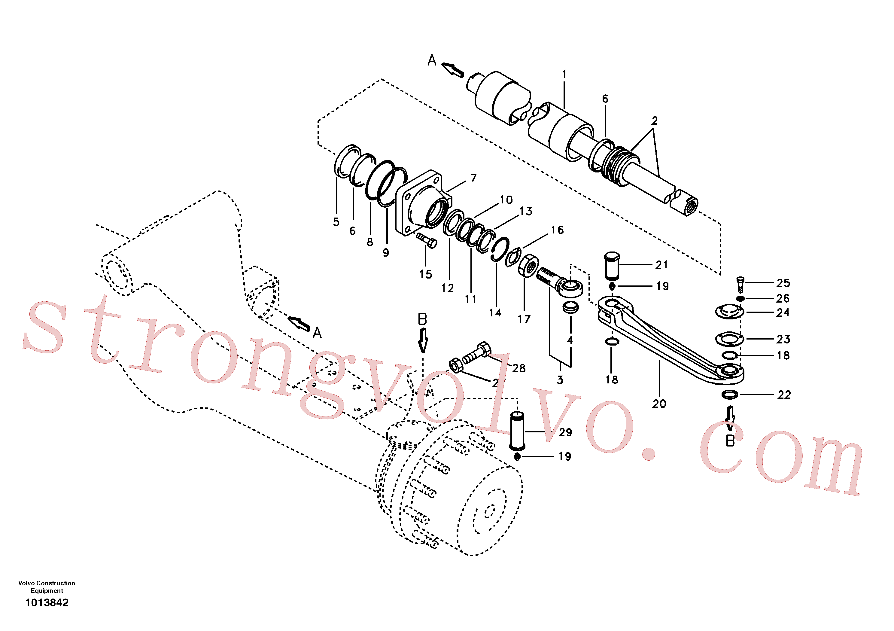 VOE990591 Volvo Sistema de direcção, Cilindro da direcção(1013842 Montagem)