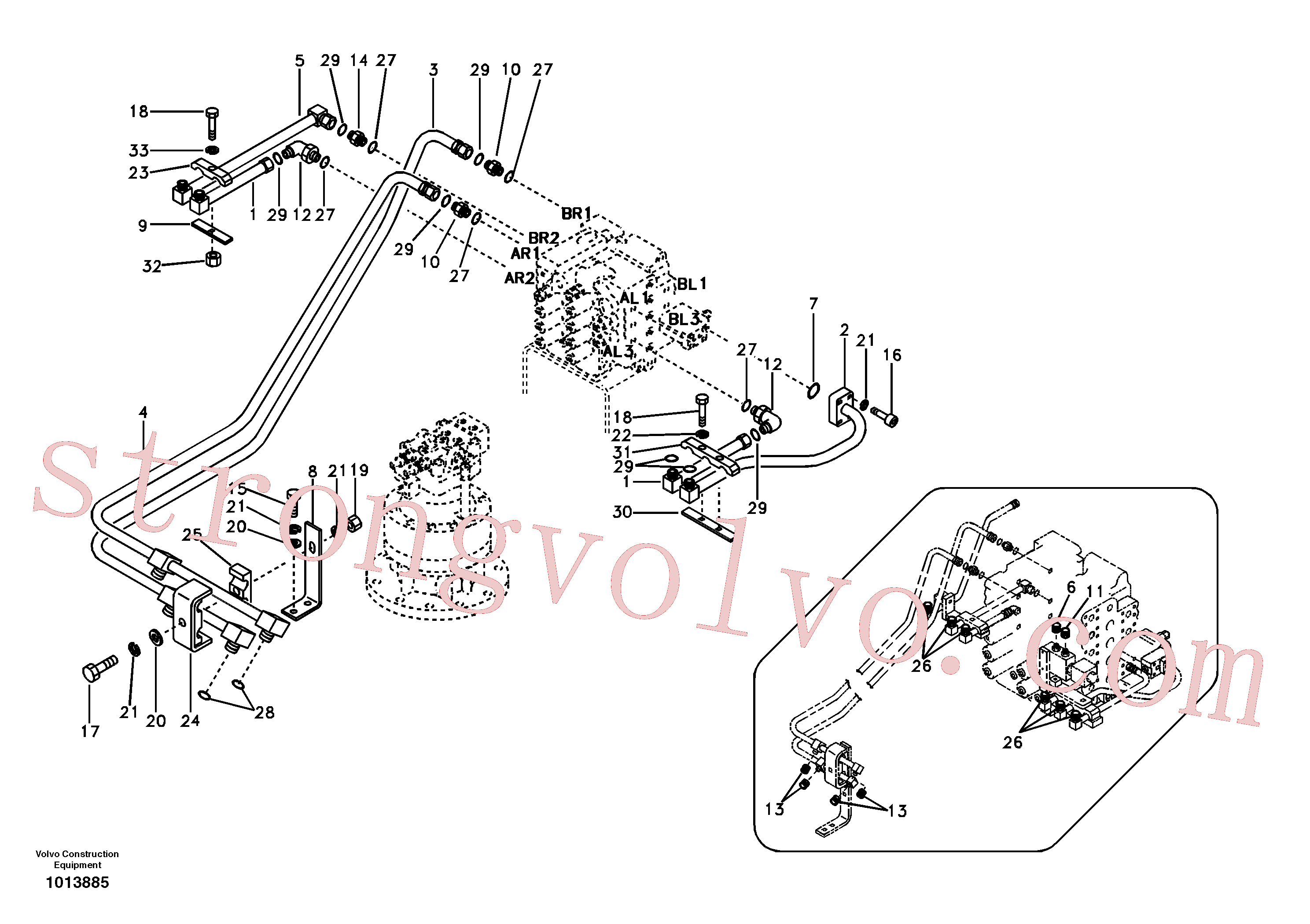 SA9415-35011 Volvo Sistema hidráulico, válvula de comando da lança e articulação(1013885 Montagem)