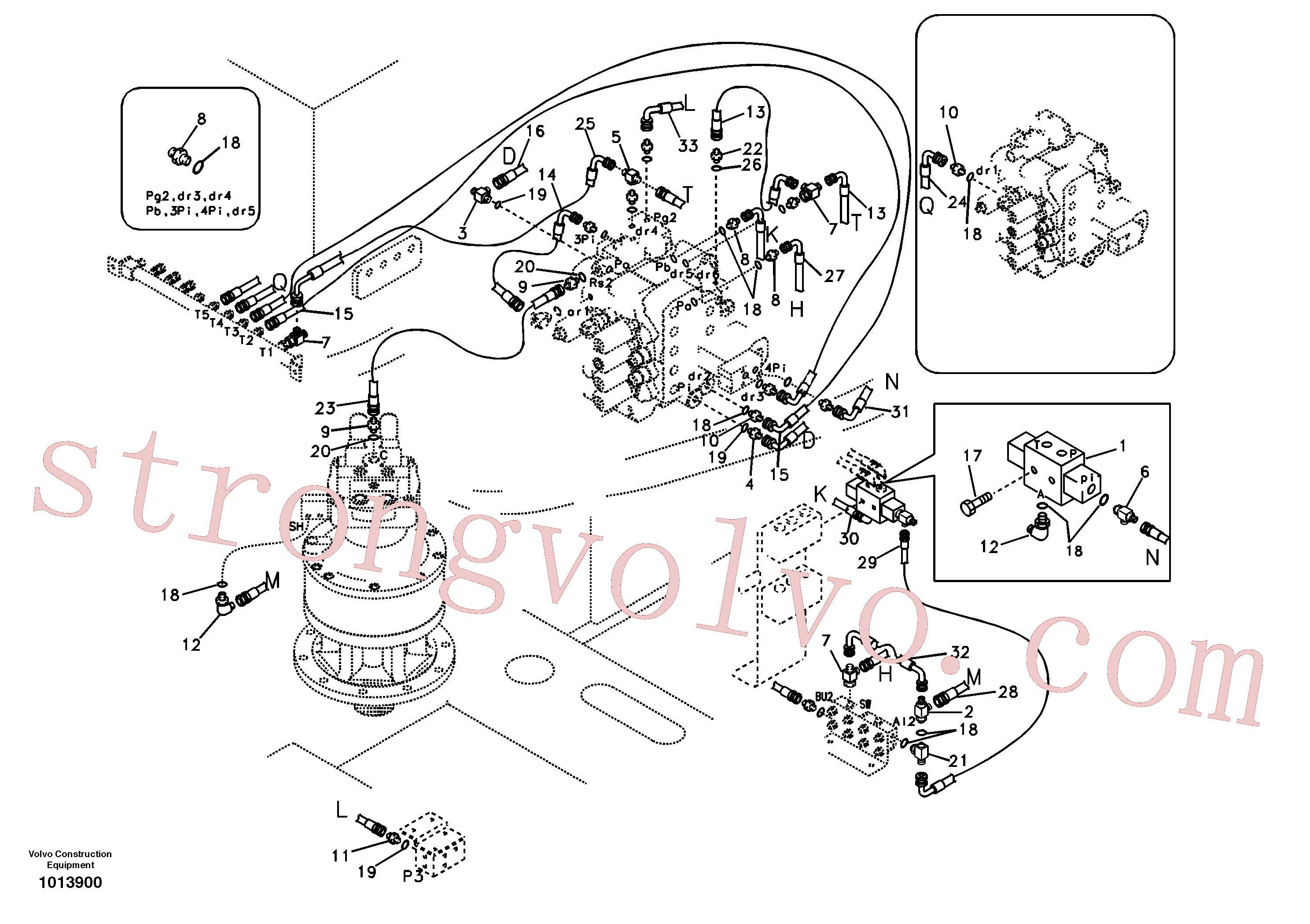 SA9412-11110 Volvo Sistema servomotor, tubagem da válvula de comando(1013900 Montagem)