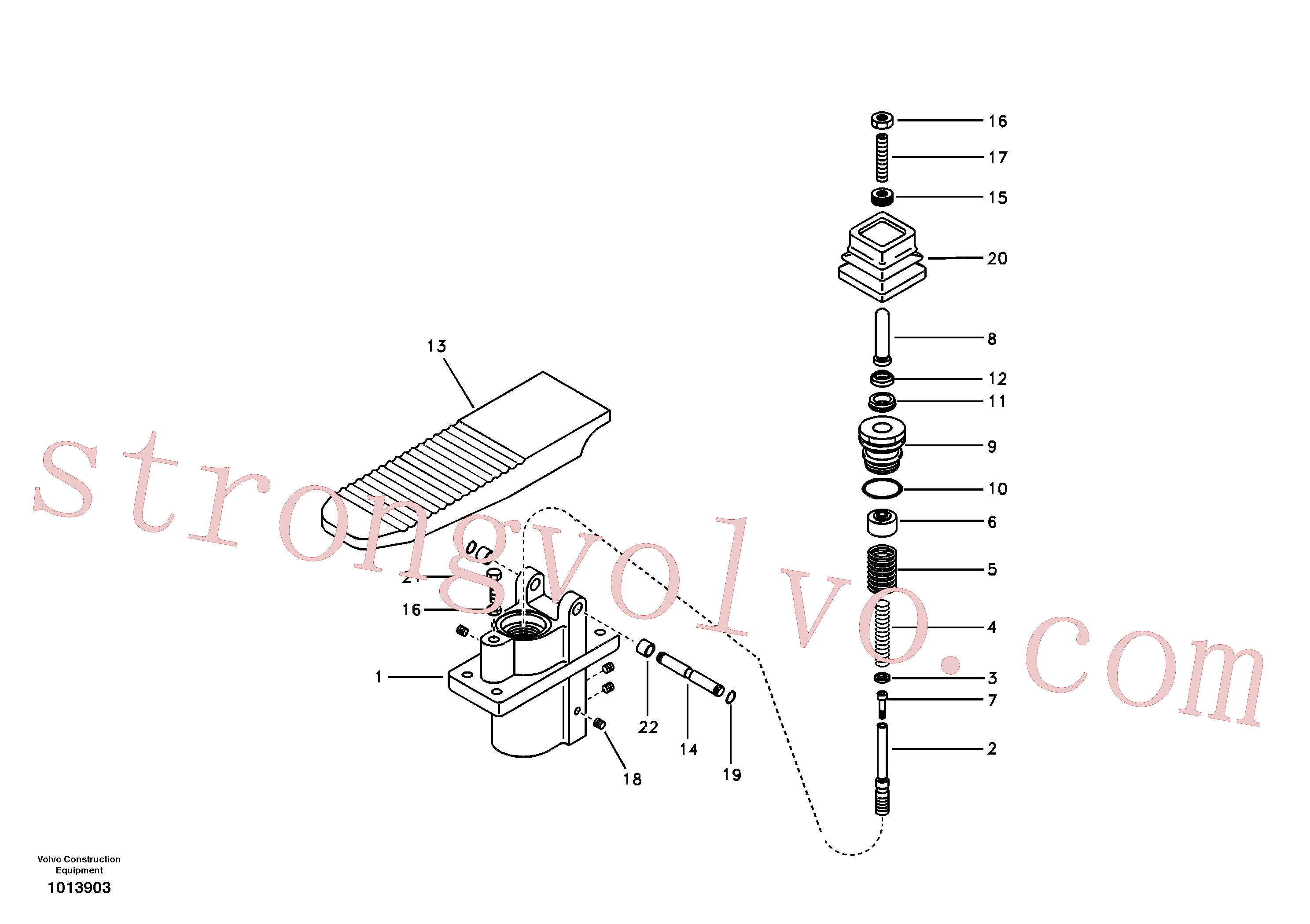 SA7263-00140 Volvo Pedal da válvula de comando à distância, motor de curso(1013903 Montagem)