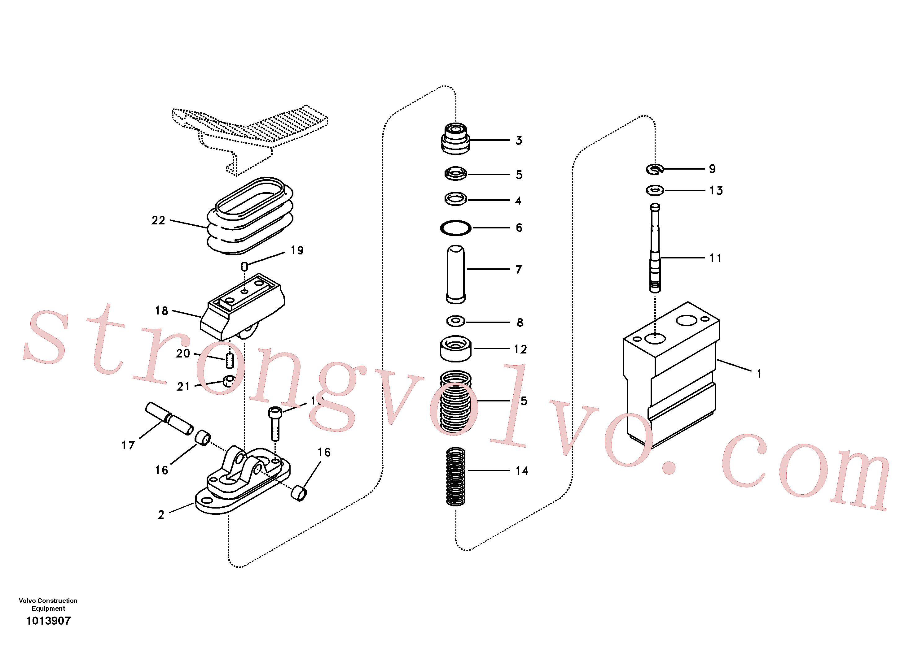 SA8230-19400 Volvo Hidráulica de serviço, pedal da válvula de comando à distância para martelo e cortador(1013907 Montagem)