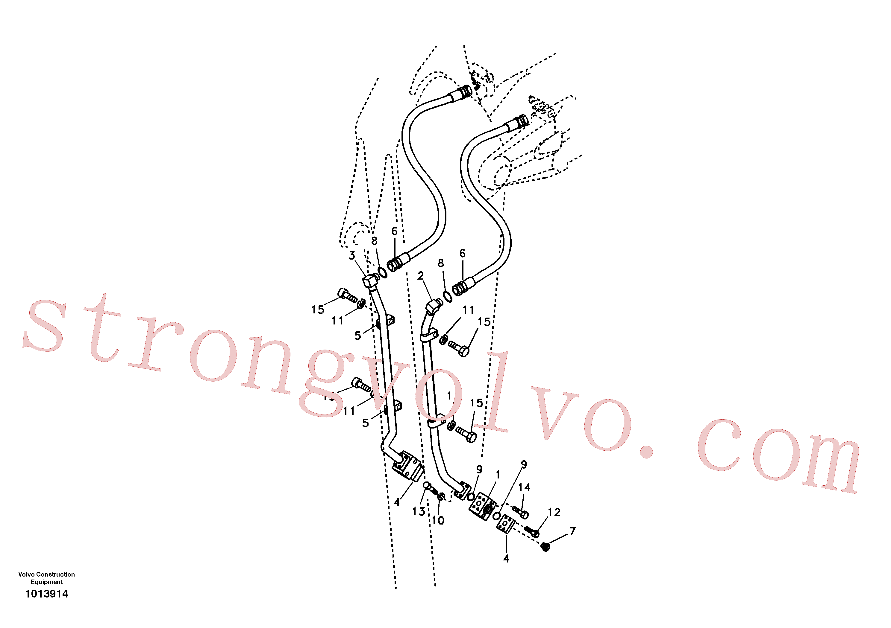 SA1174-53780 Volvo Hidráulica de serviço, martelo e cortador para braço de afundamento(1013914 Montagem)