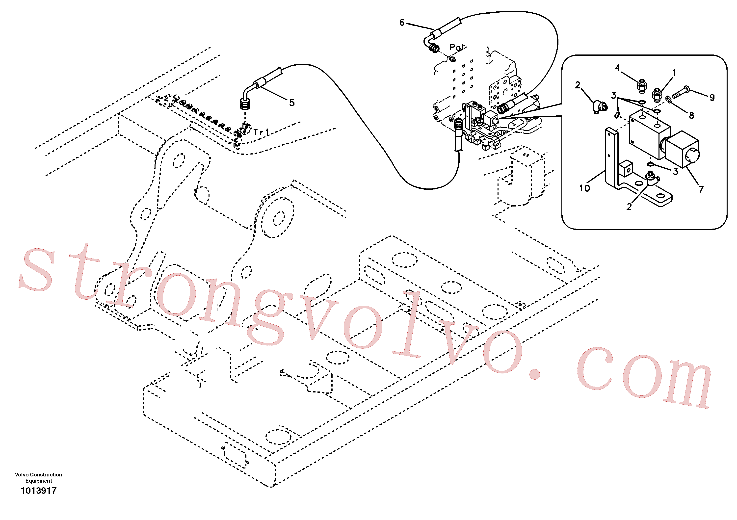 VOE969591 Volvo Hidráulica de serviço, encaixe rápido na estrutura superior(1013917 Montagem)