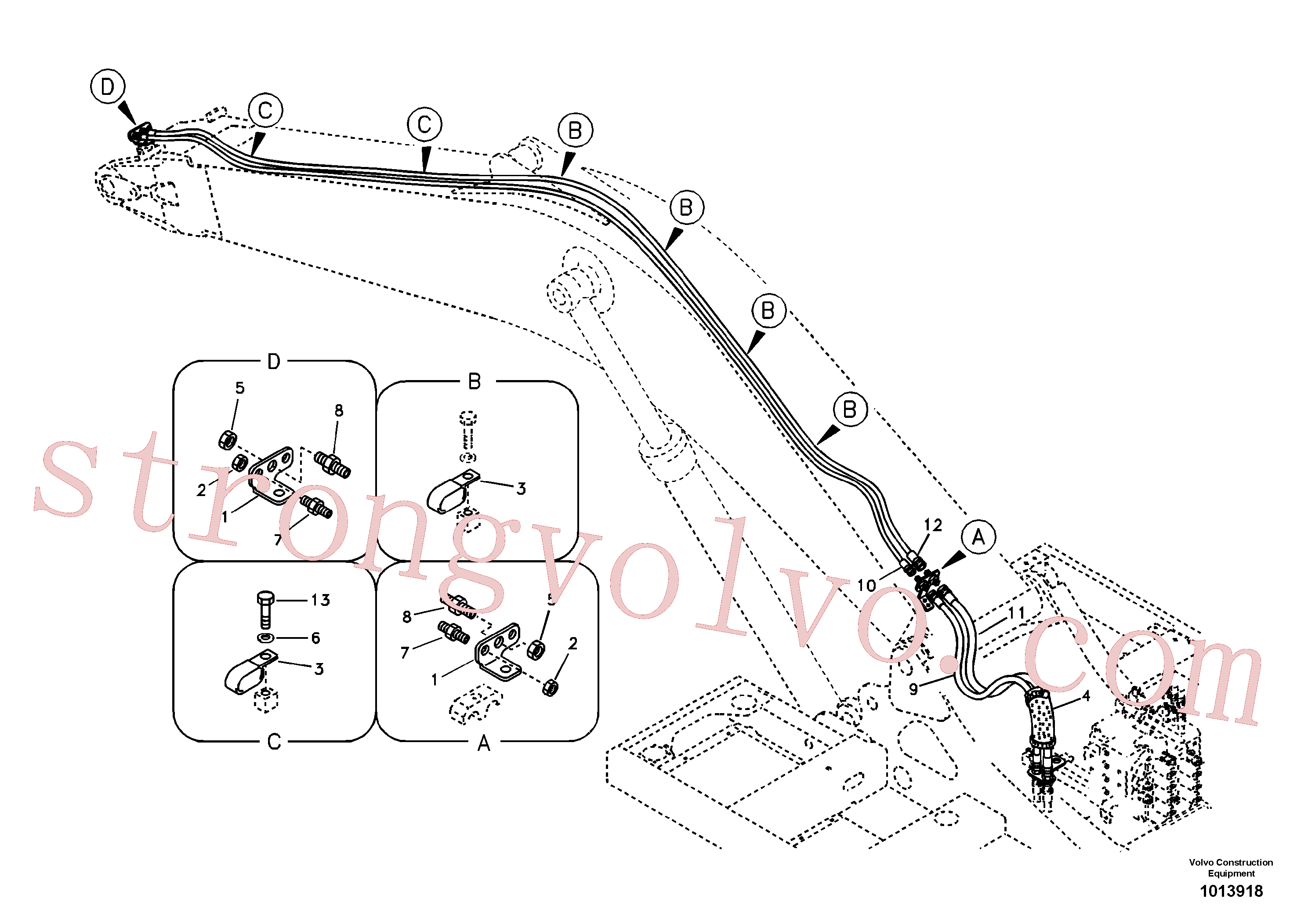 SA9451-02627 Volvo Hidráulica de serviço, encaixe rápido na lança(1013918 Montagem)