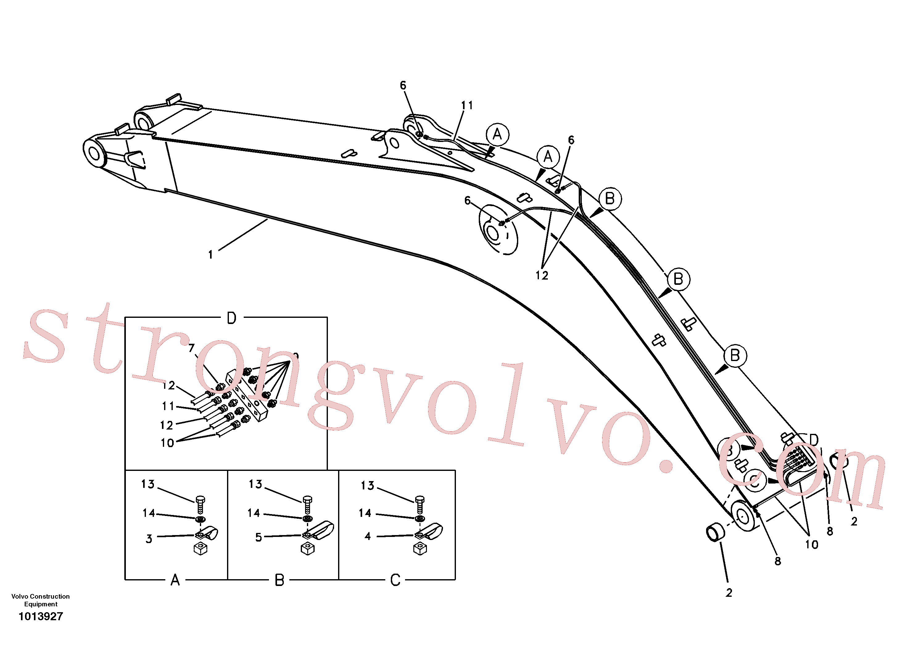 VOE14880665 Volvo Tubagem e lubrificação com massa da lança(1013927 Montagem)