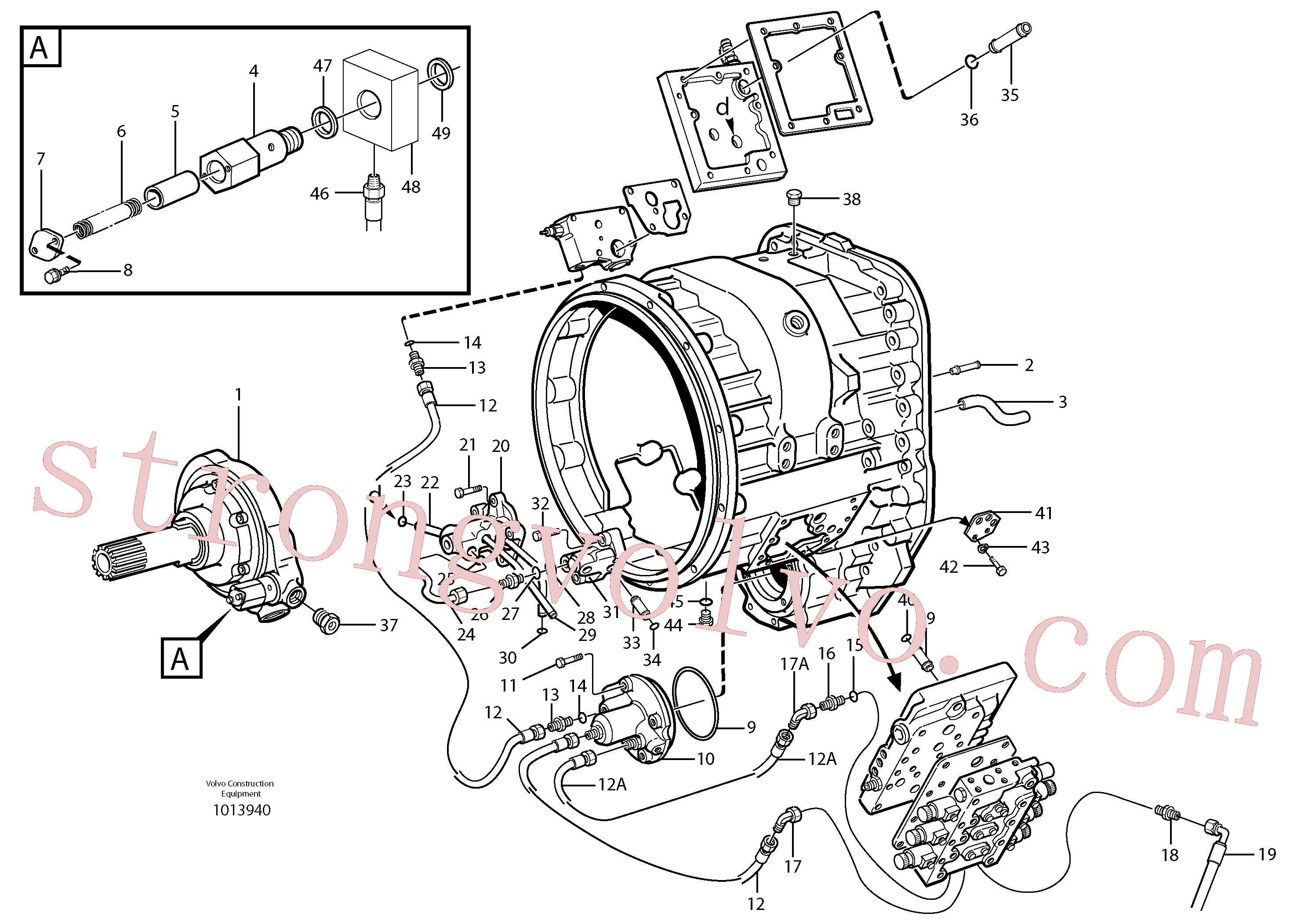 VOE925263 Volvo Distribuidor de óleo e tubo.(1013940 Montagem)