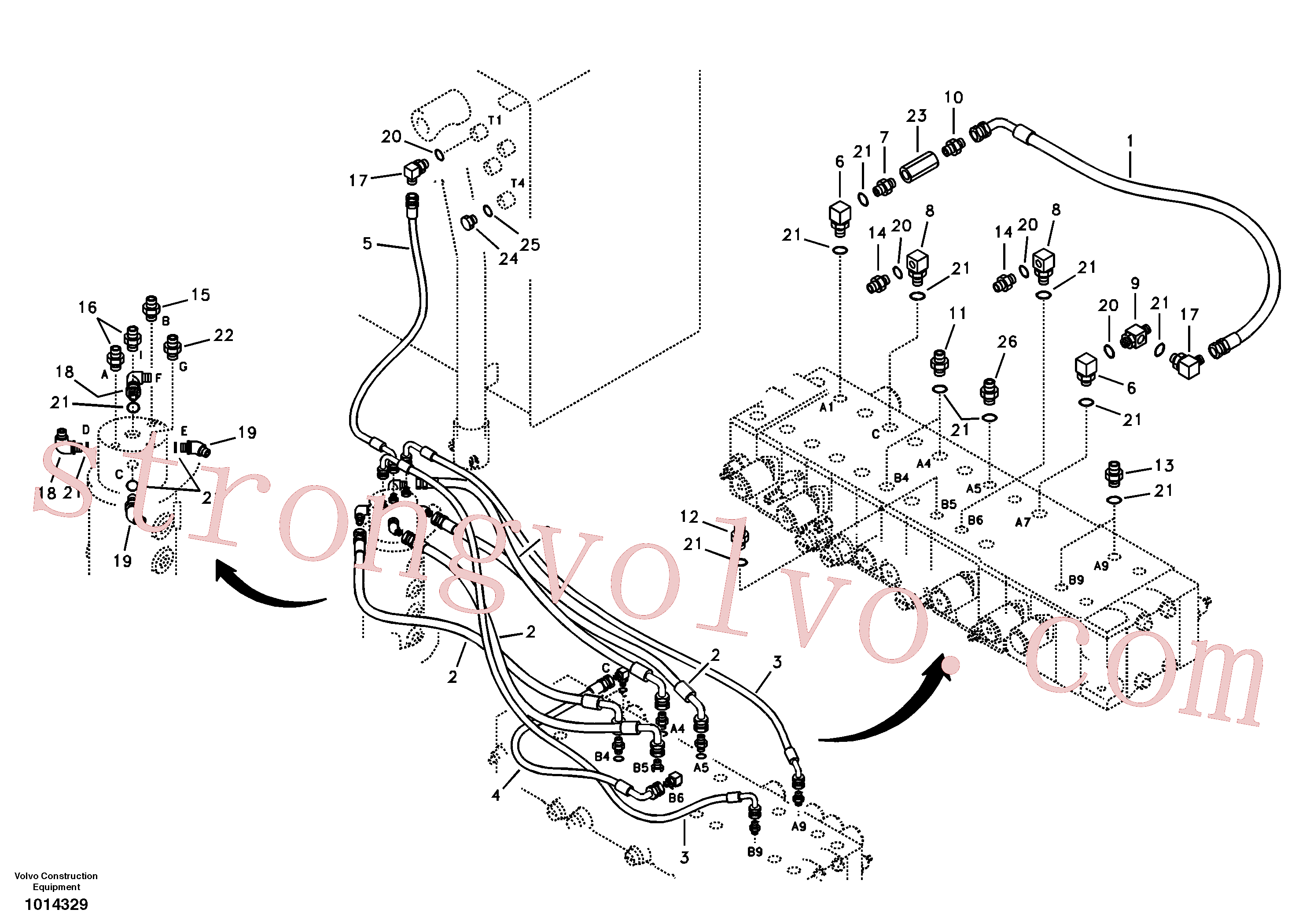 SA9412-43090 Volvo Linha da rótula, válvula de comando à rótula(1014329 Montagem)