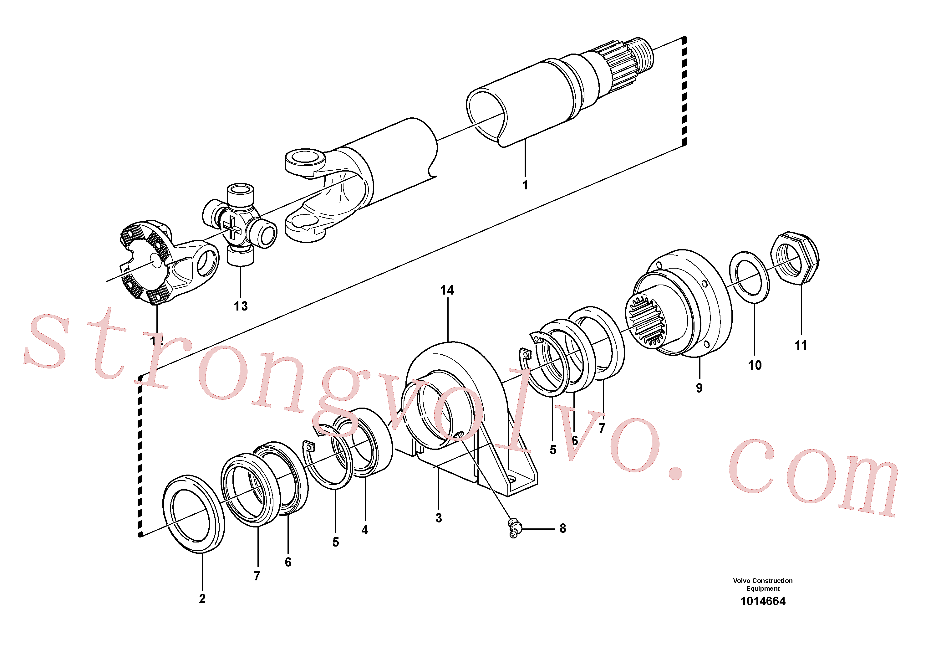 VOE11708996 Volvo Veio de hélice, Veio de binário dianteiro(1014664 Montagem)