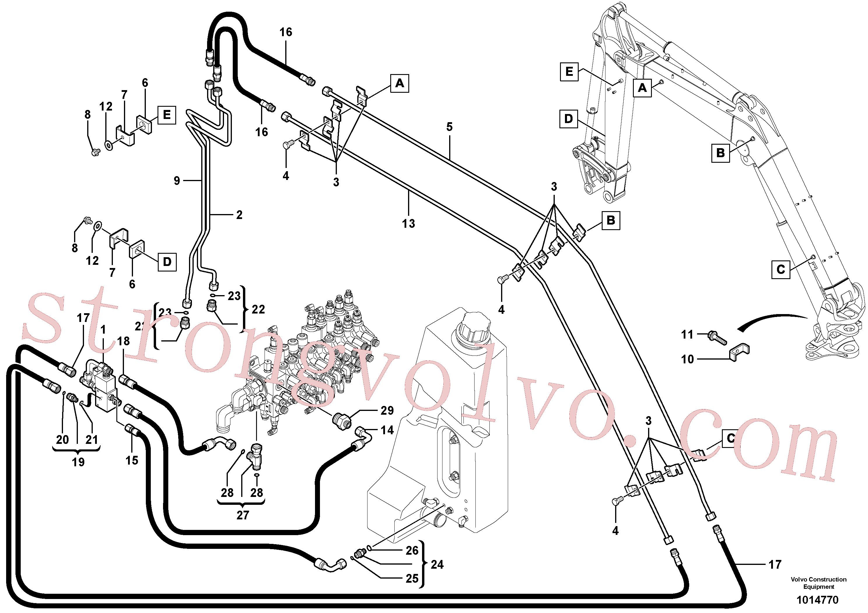 VOE15676347 Volvo Circuito hidráulico (engate rápido/dupla acção)(1014770 Montagem)