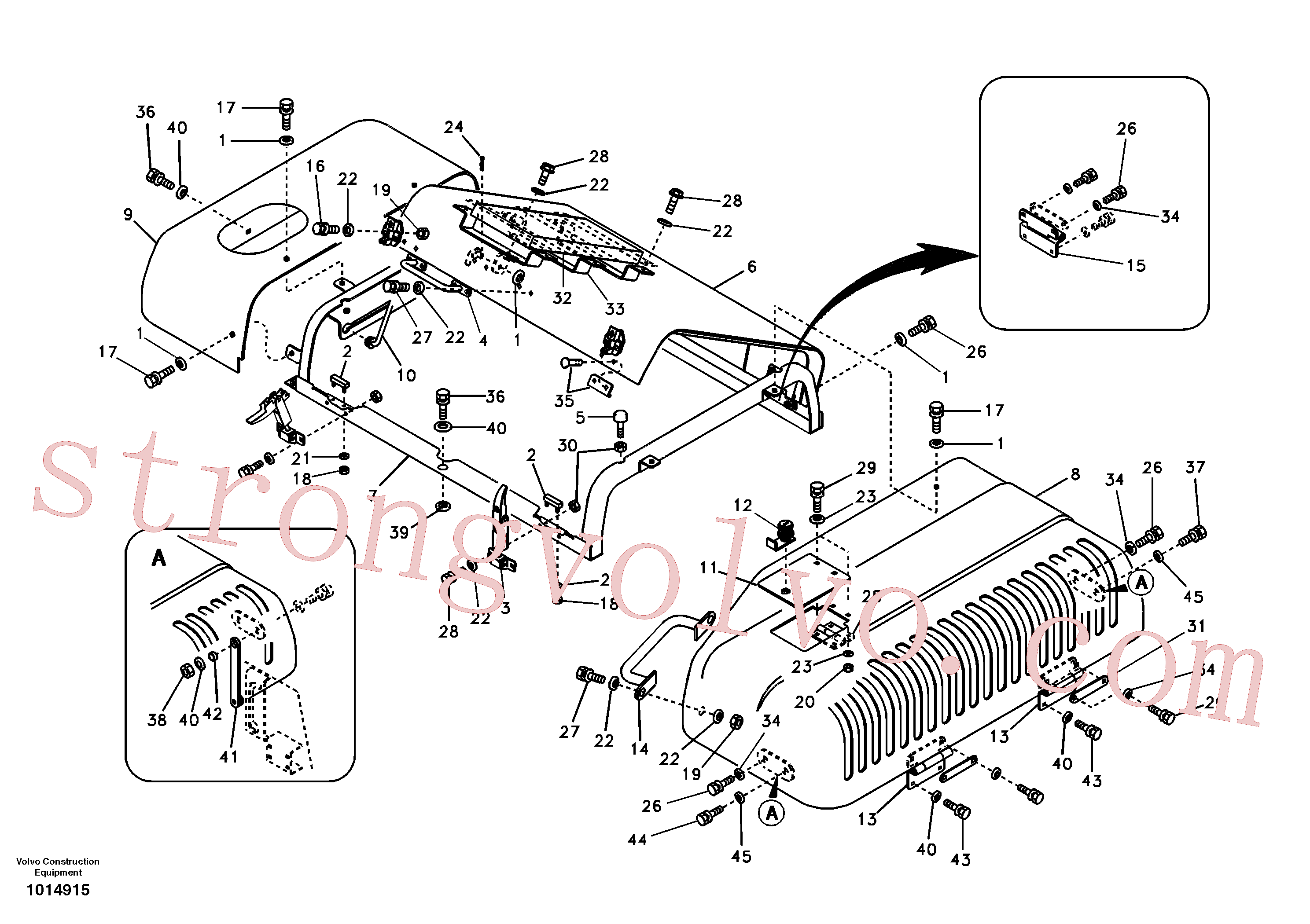 SA9011-21213 Volvo Estrutura da blindagem, cobertura e capot(1014915 Montagem)