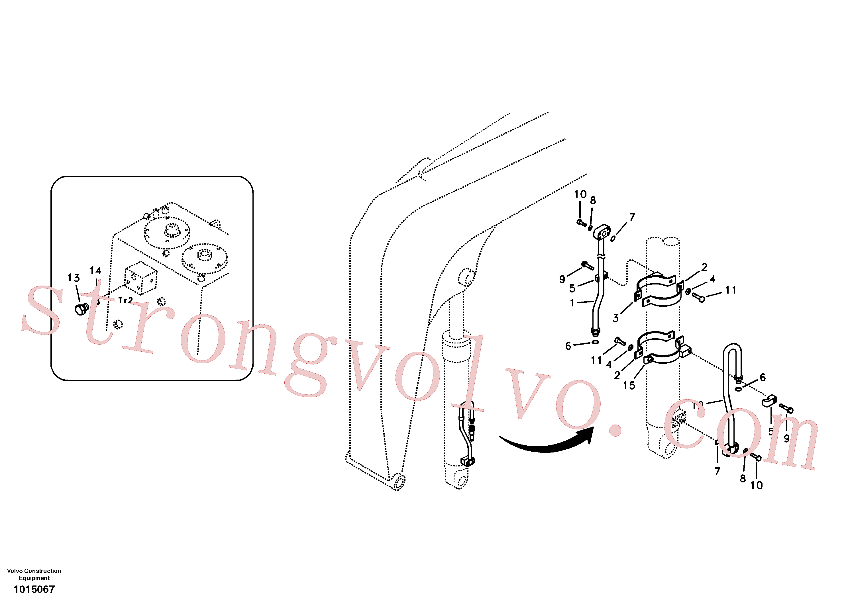 VOE14521088 Volvo Hidráulica de serviço, cilindro da lança(1015067 Montagem)