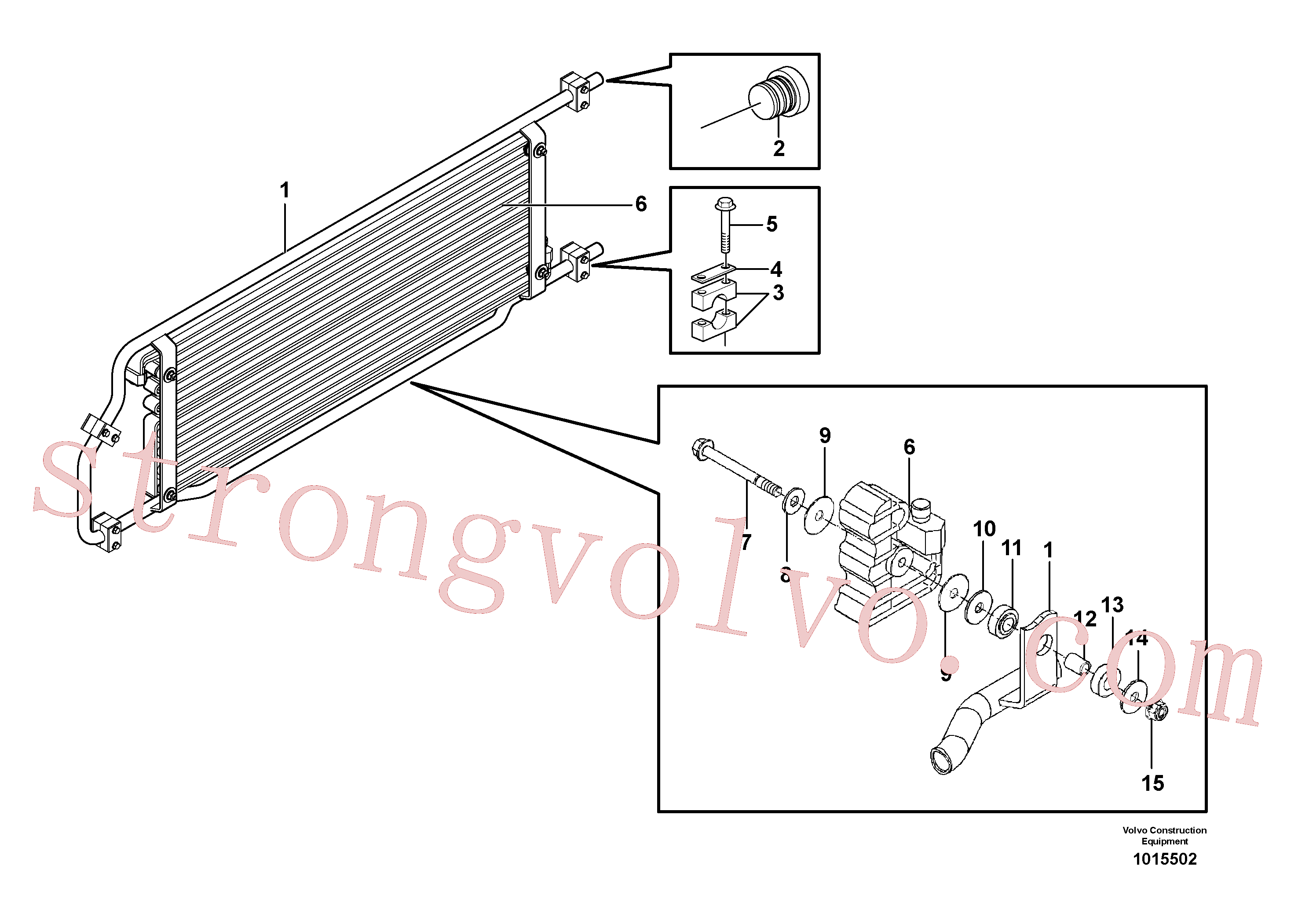 VOE11024753 Volvo Condensador para agente de refrigeração R134a com acessórios.(1015502 Montagem)