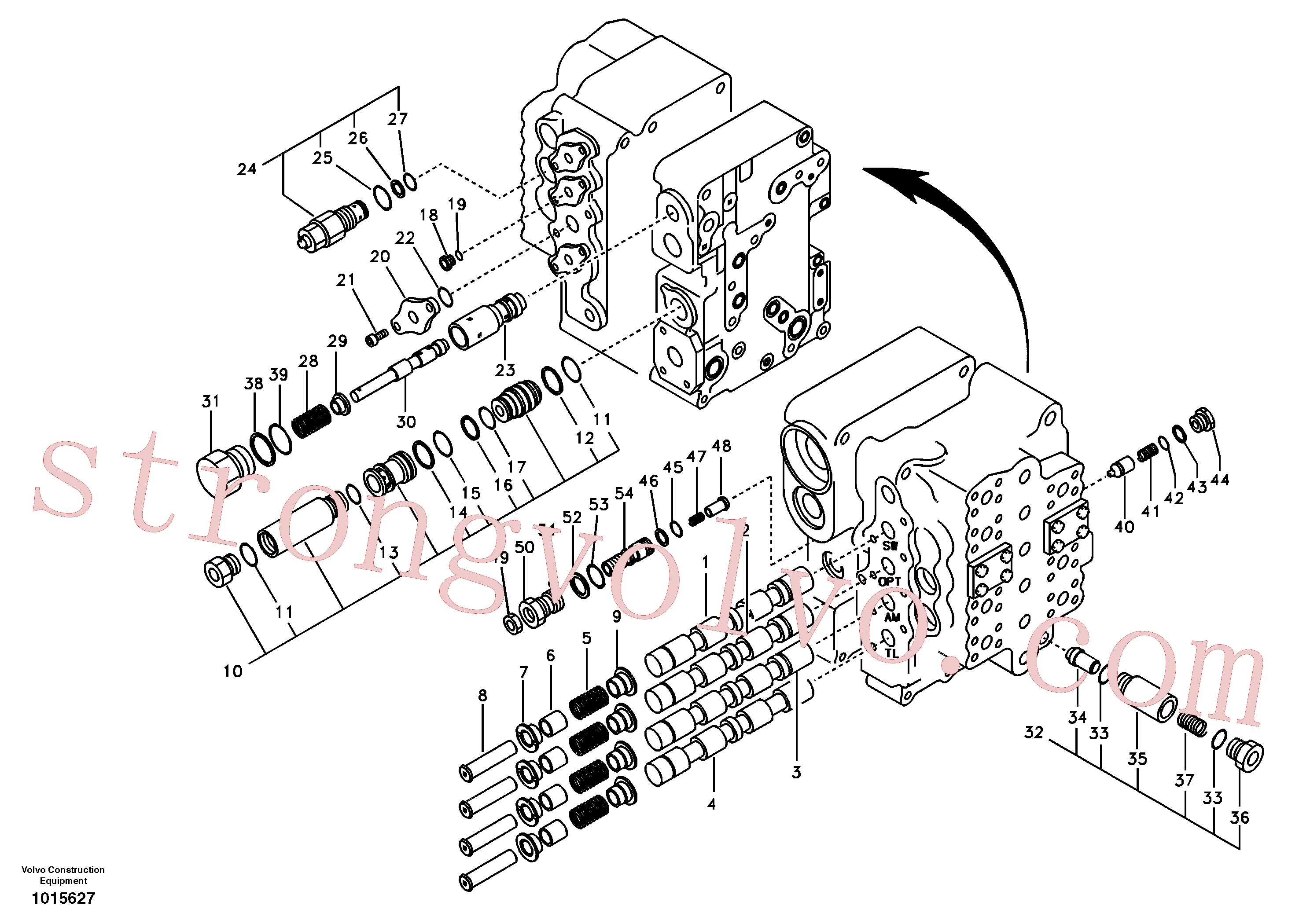 VOE14501819 Volvo Válvula mestra de comando, rotação, opção, braço de afundamento e curso do lado esquerdo(1015627 Montagem)