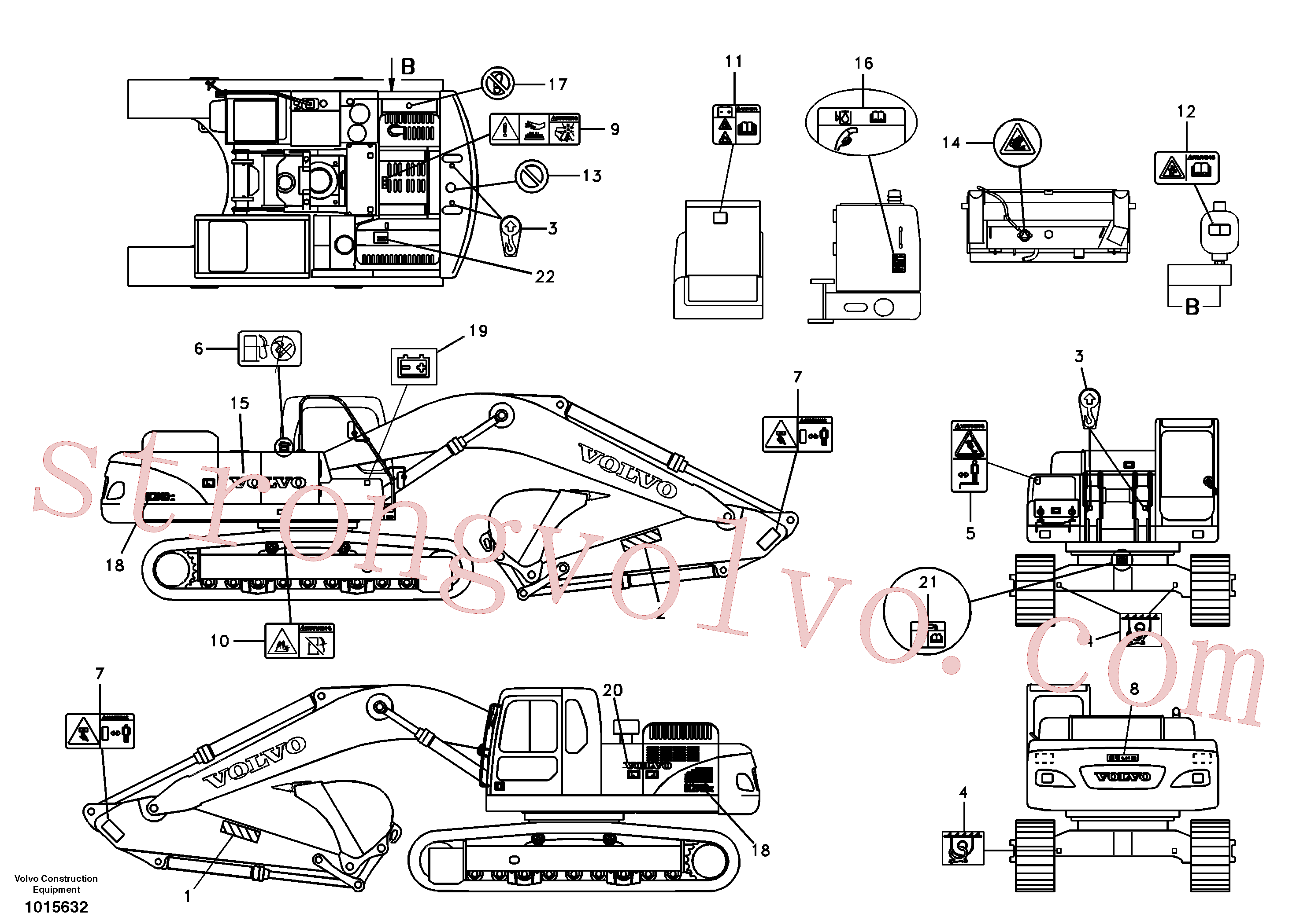 VOE14511599 Volvo Etiqueta adesiva, localização exterior(1015632 Montagem)