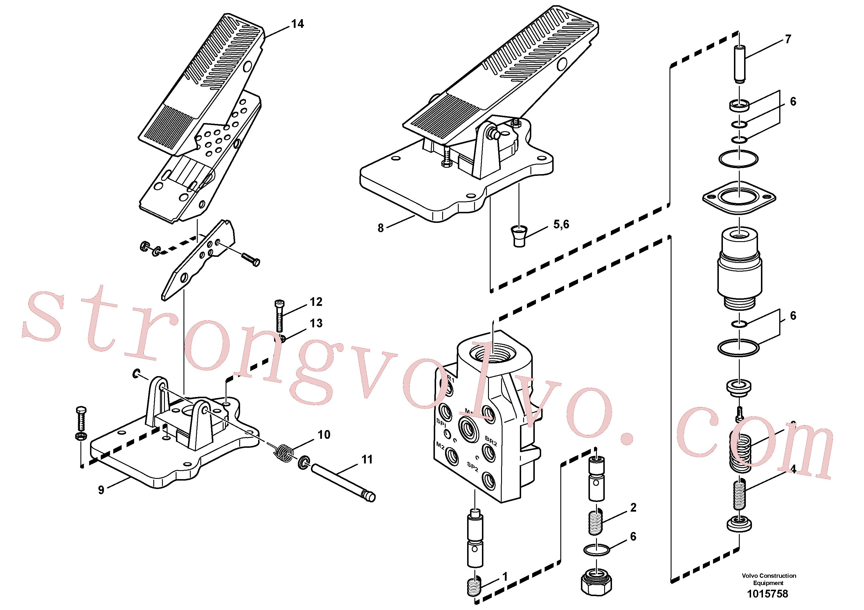 VOE14211684 Volvo Válvula do travão de pé(1015758 Montagem)