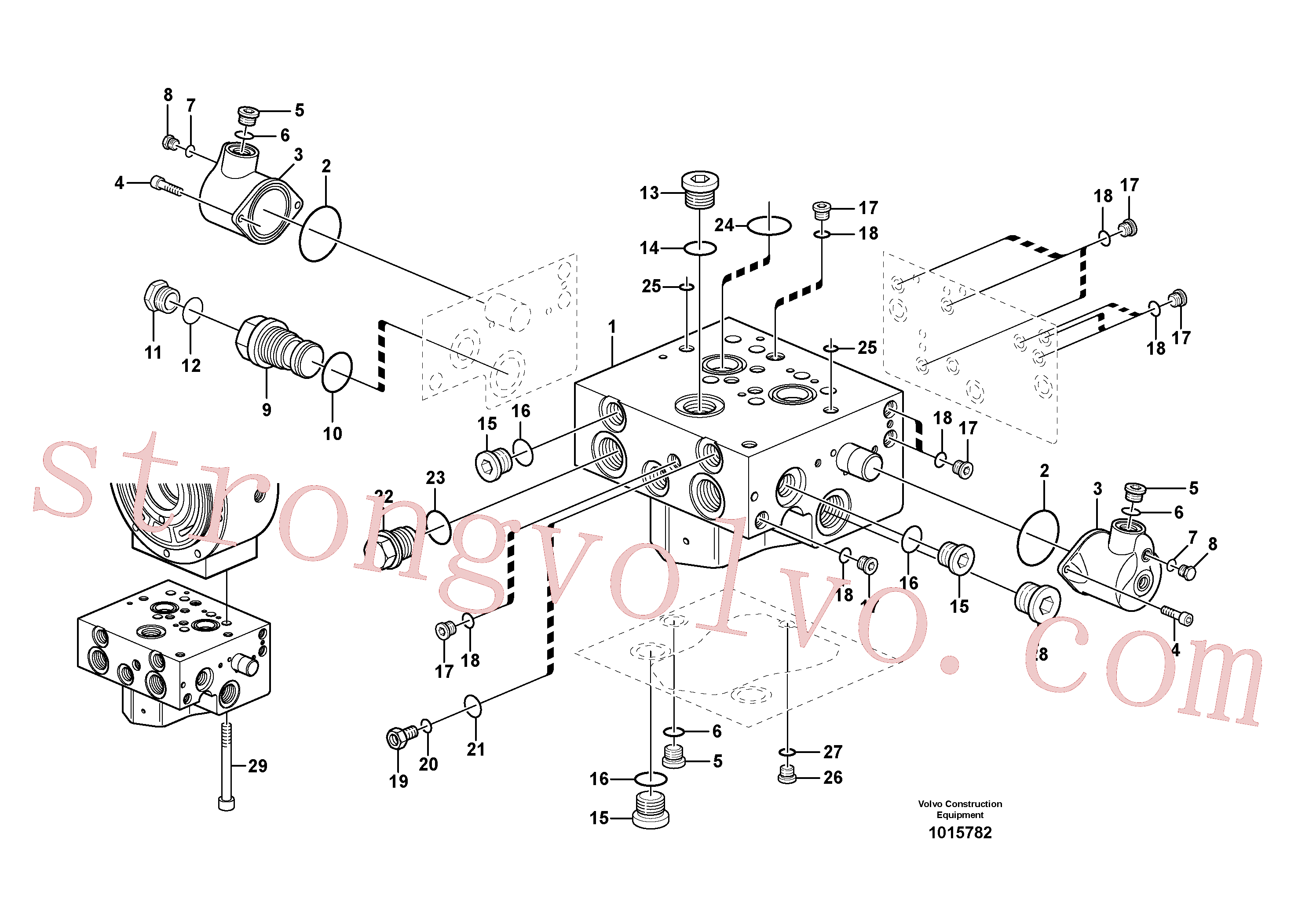VOE11704910 Volvo Motor de rotação, válvula de prioridade(1015782 Montagem)
