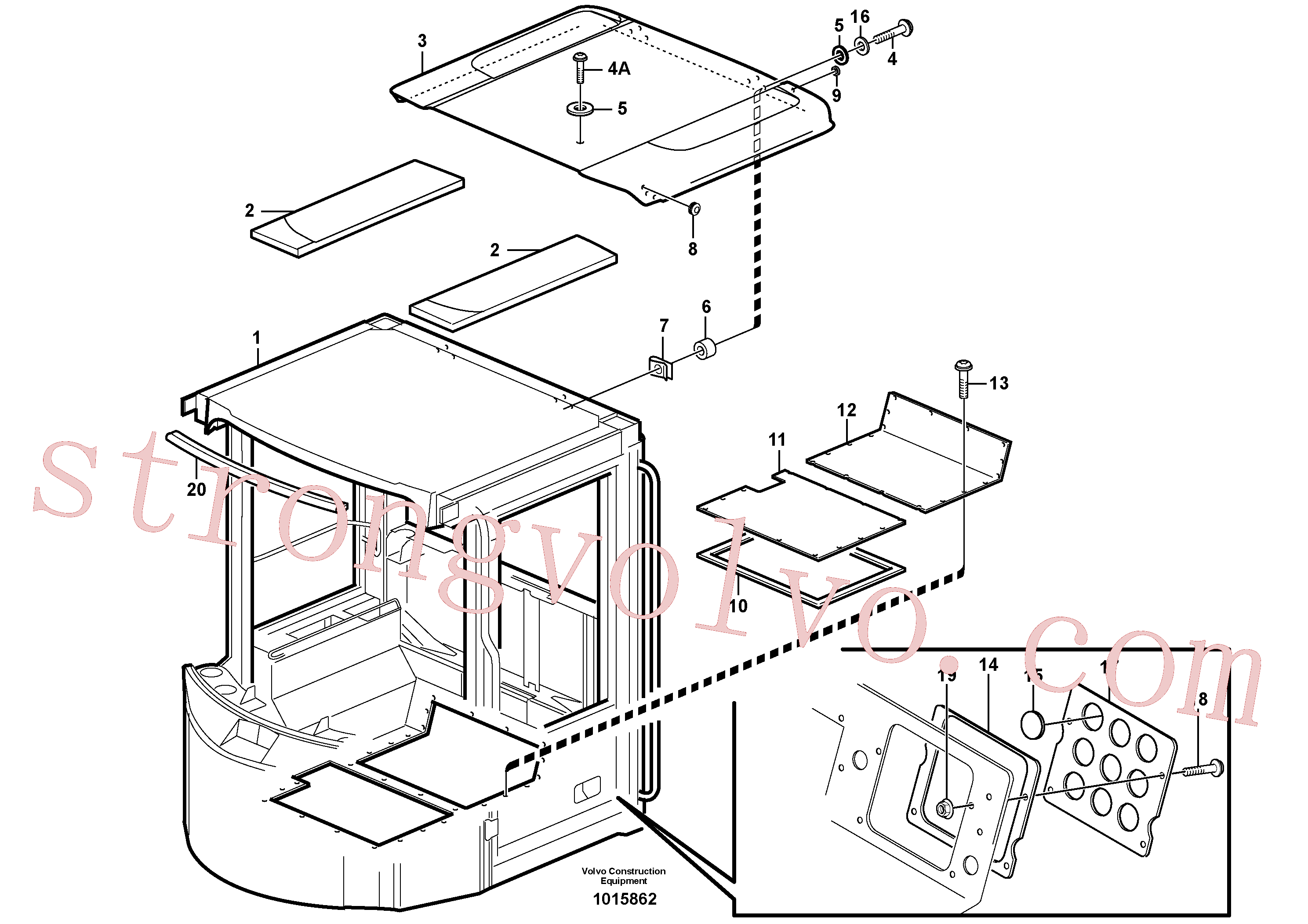VOE930428 Volvo Carroçaria: painel do tejadilho e do piso(1015862 Montagem)