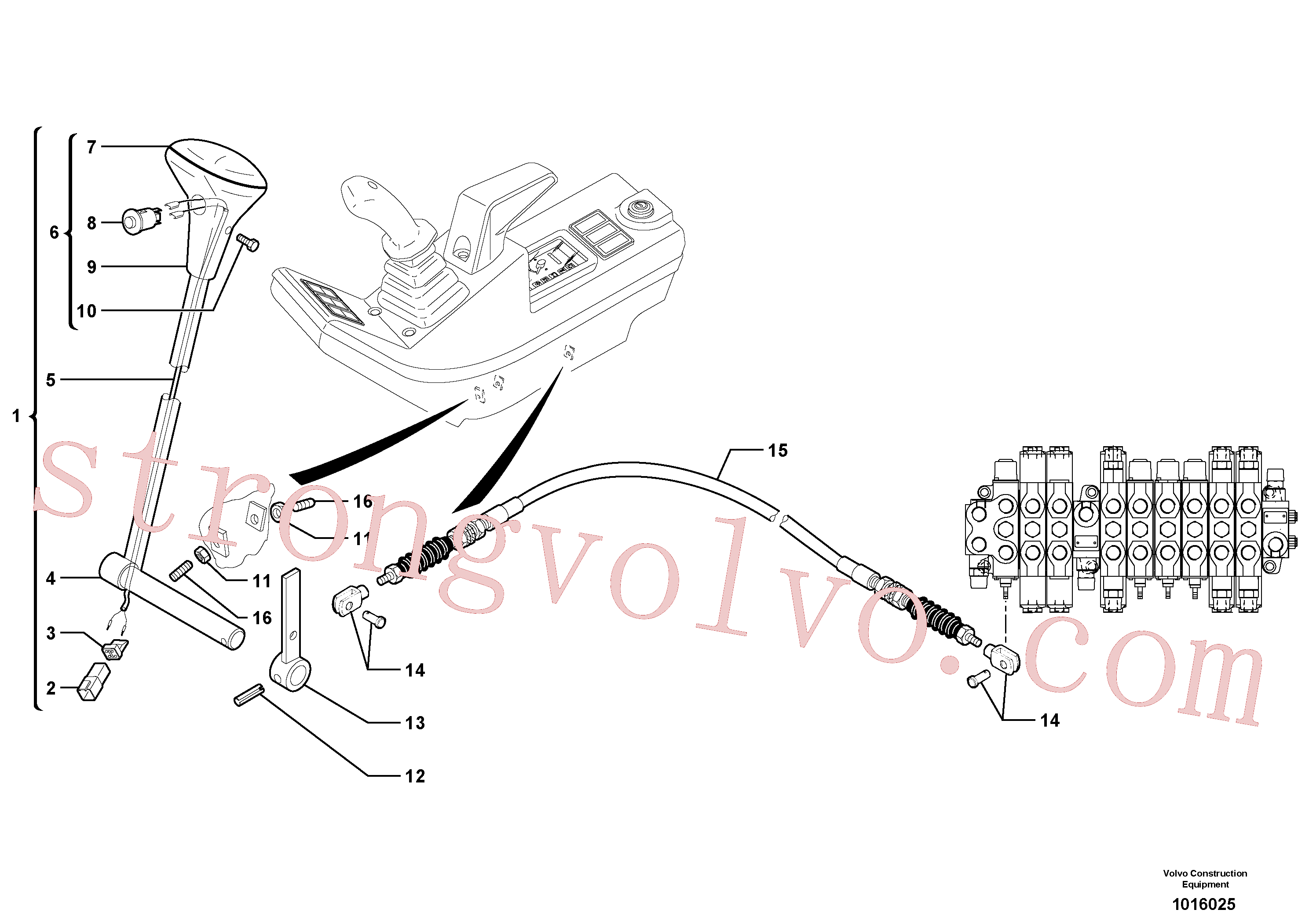 PJ7413004 Volvo Alavanca de comando: lâmina de terraplanagem(1016025 Montagem)