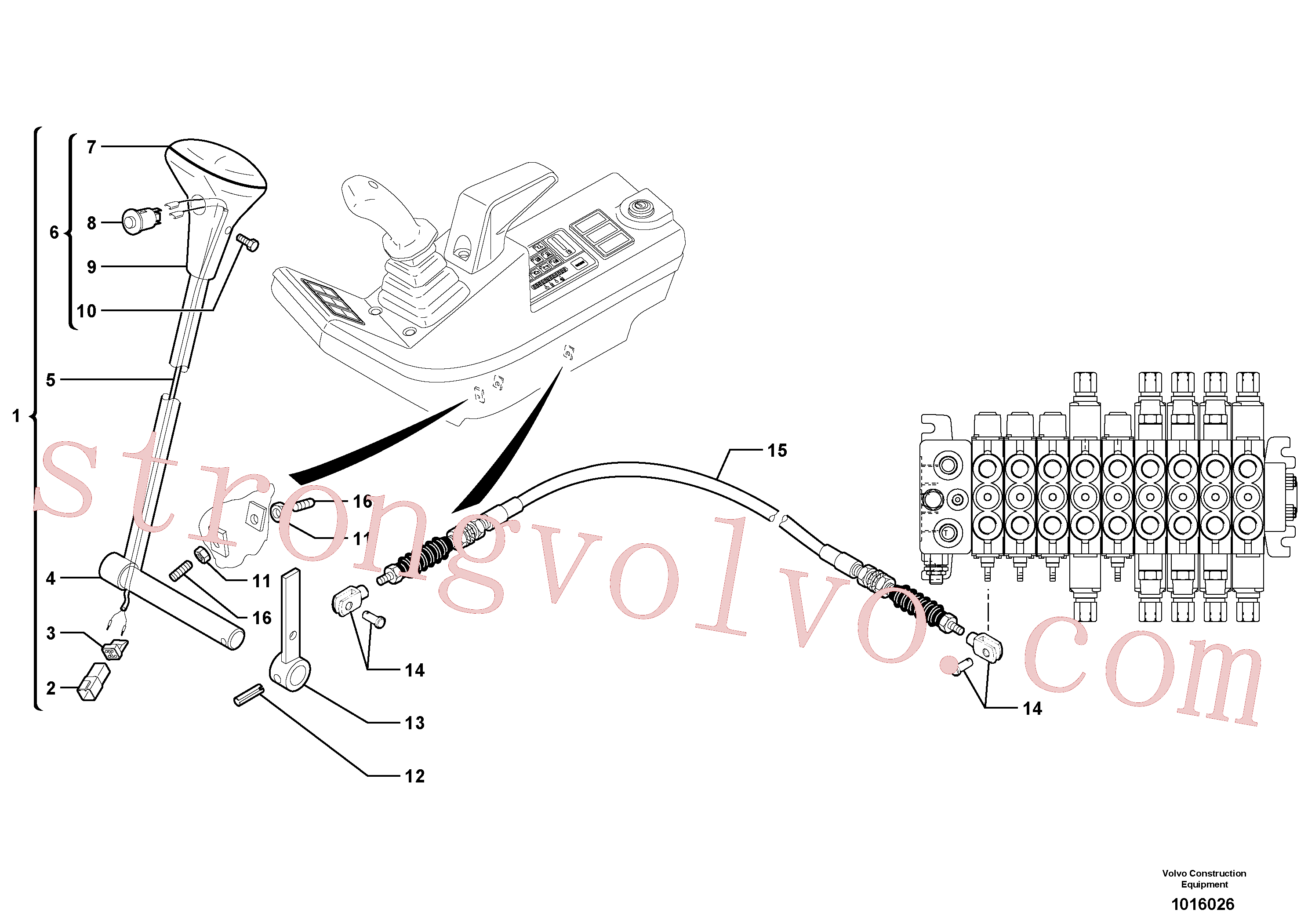 PJ7413004 Volvo Alavanca de comando: lâmina de terraplanagem(1016026 Montagem)