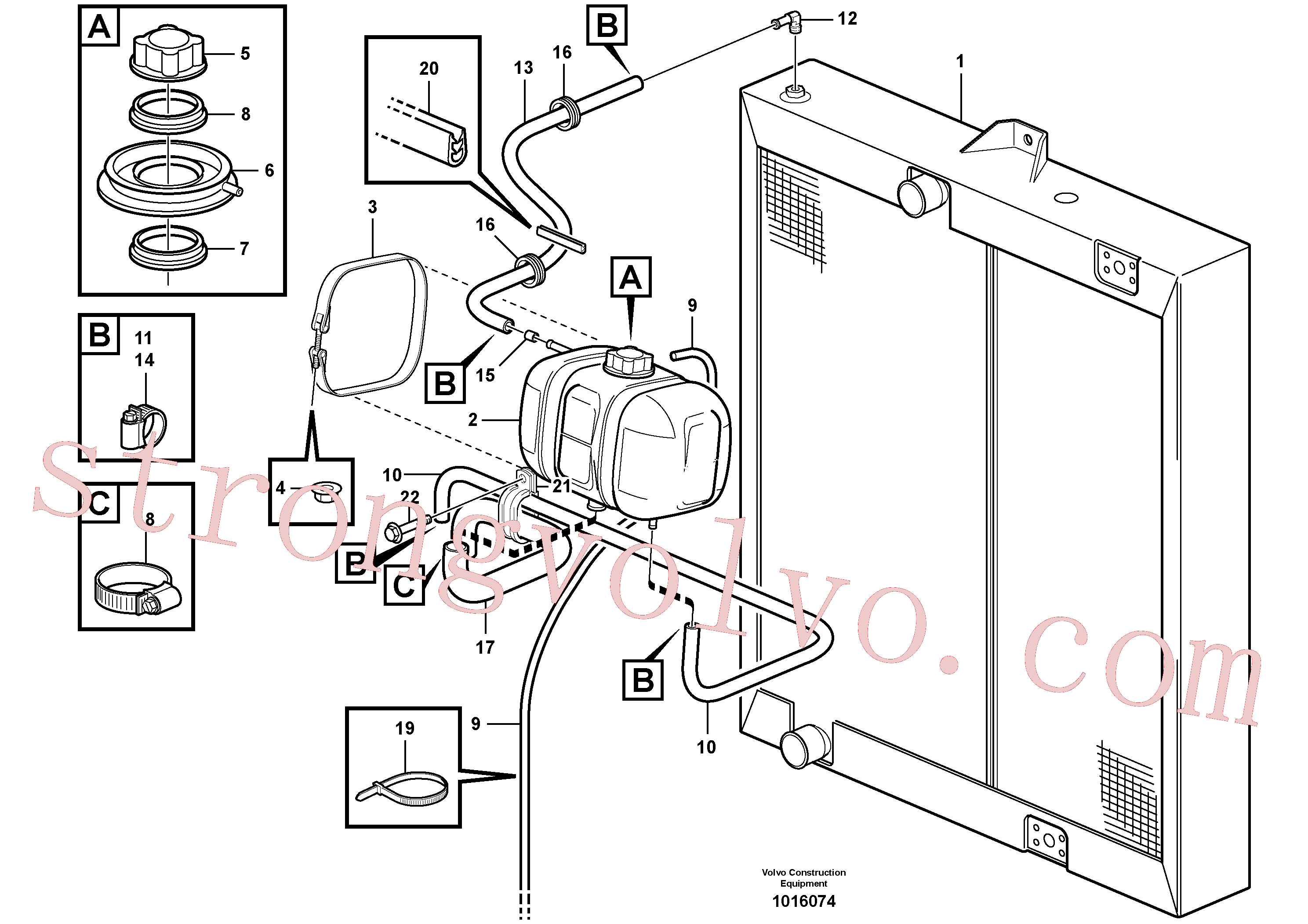 VOE943367 Volvo Tanque de expansão com acessórios(1016074 Montagem)