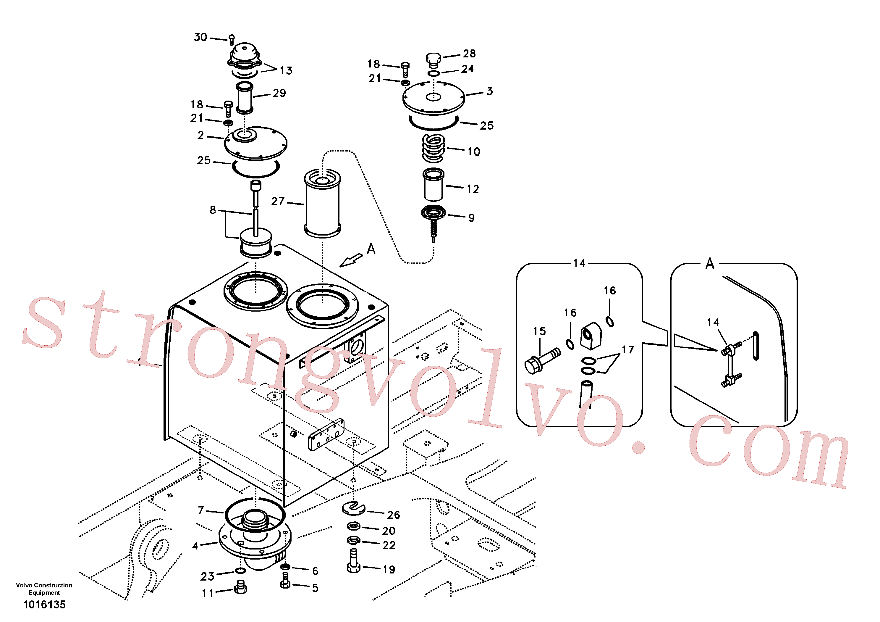 SA1141-02150 Volvo Depósito de óleo hidráulico(1016135 Montagem)