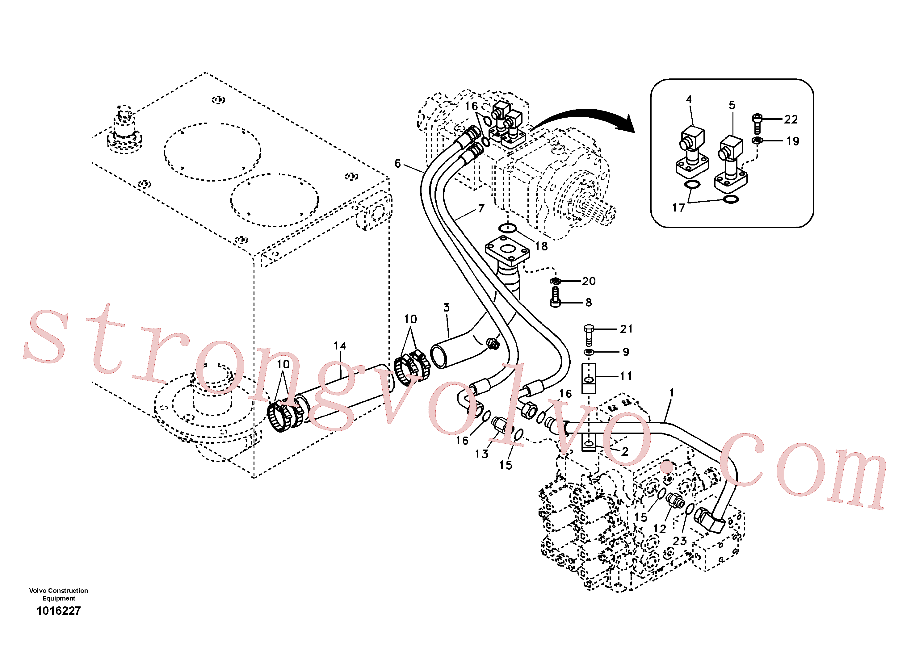 VOE14531080 Volvo Sistema hidráulico, tanque hidráulico para a bomba hidráulica(1016227 Montagem)