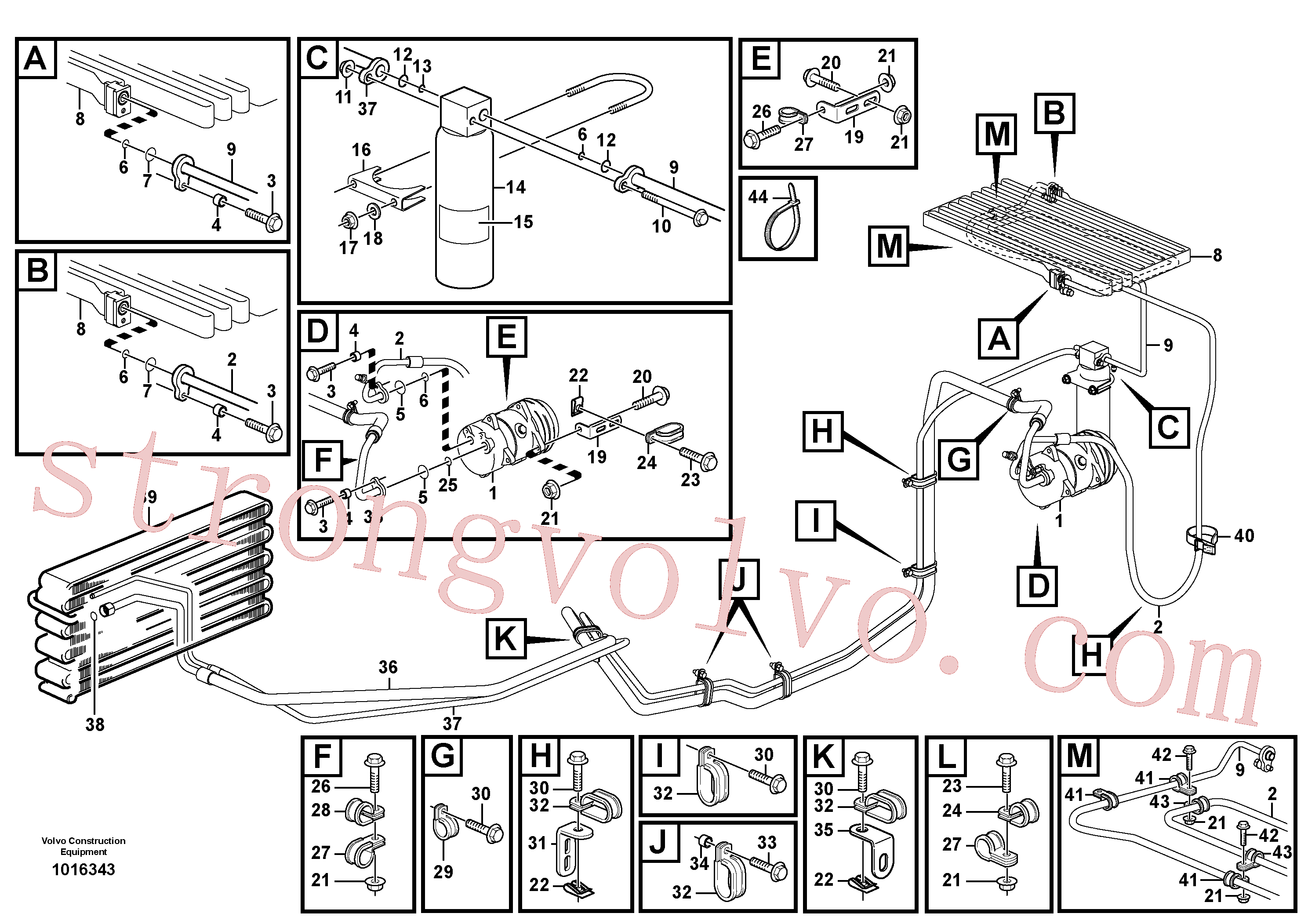 VOE3537507 Volvo Conjunto de mangueira: evaporador, receptor secador e condensador.(1016343 Montagem)