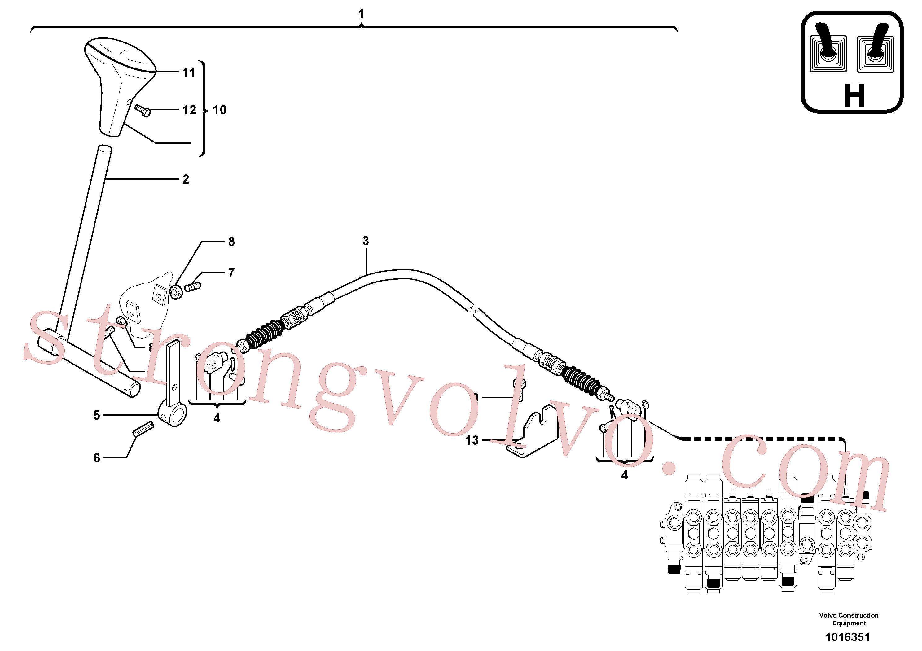 VOE11802718 Volvo Alavanca de comando: lâmina de terraplanagem(1016351 Montagem)