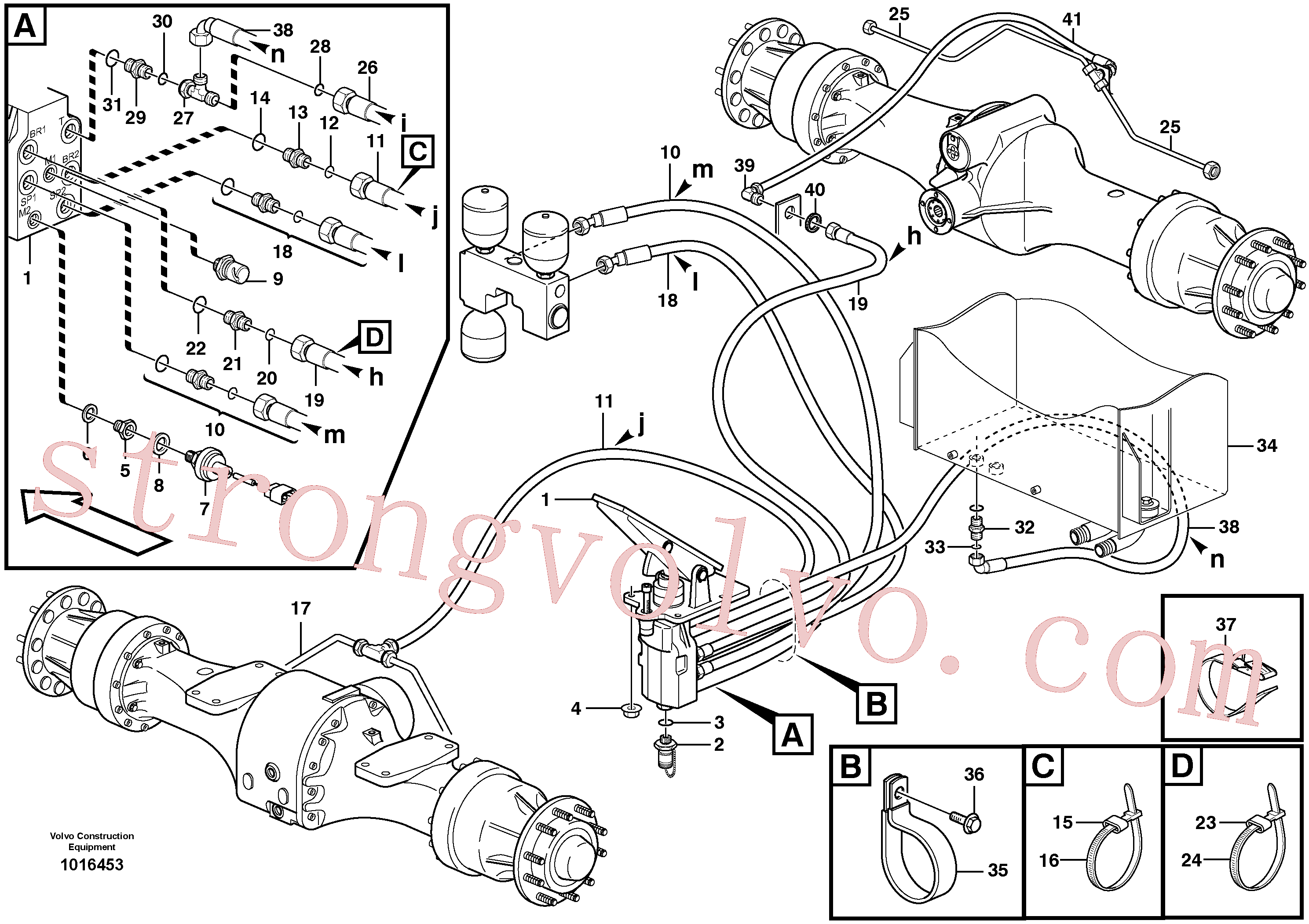 RM59962316 Volvo Linhas de travão, válvulas do travão de pé - eixos(1016453 Montagem)