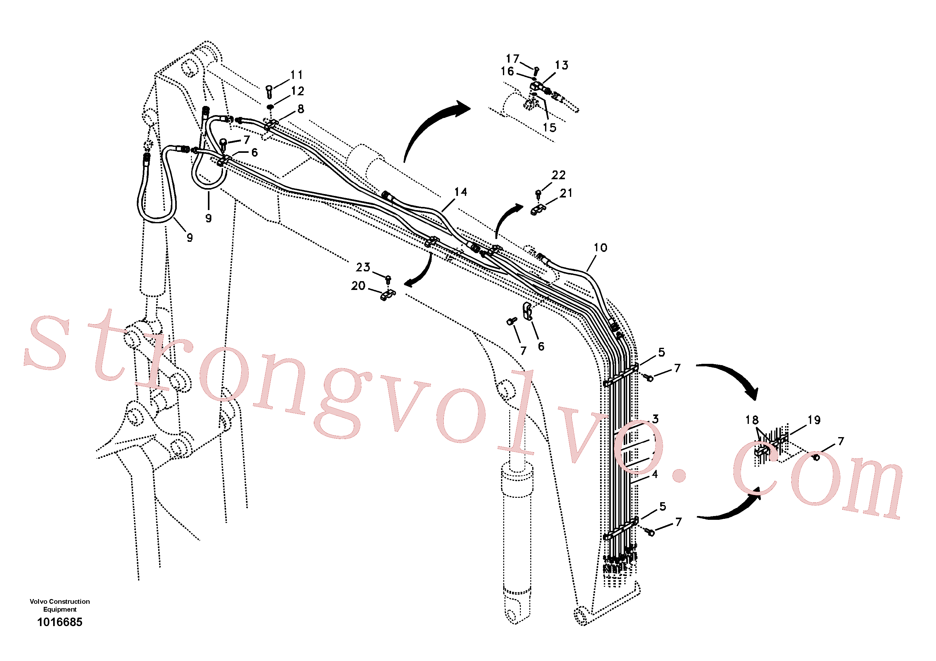 SA9451-04715 Volvo Hidráulica de serviço, cilindro do braço de afundamento na lança.(1016685 Montagem)