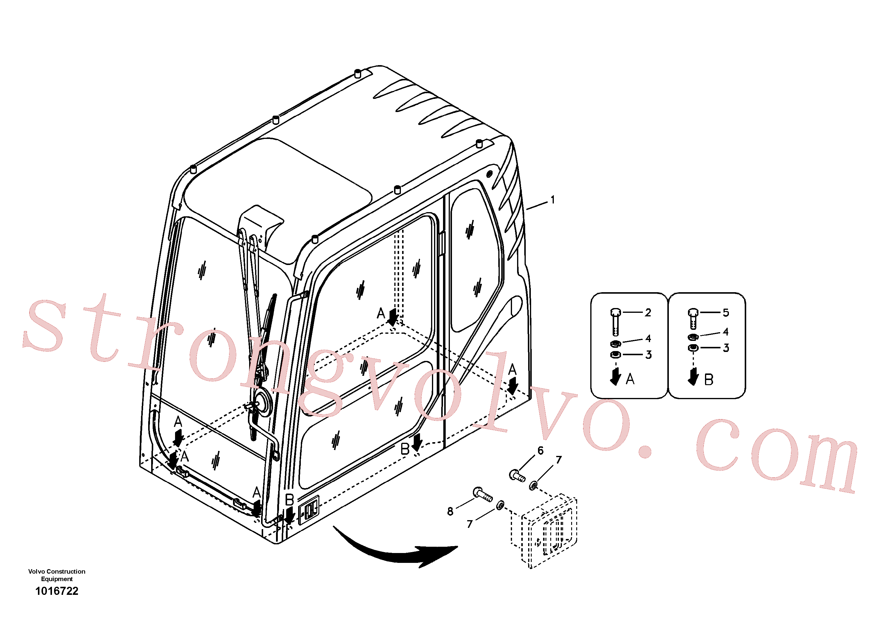 VOE980465 Volvo Apoio da cabina(1016722 Montagem)