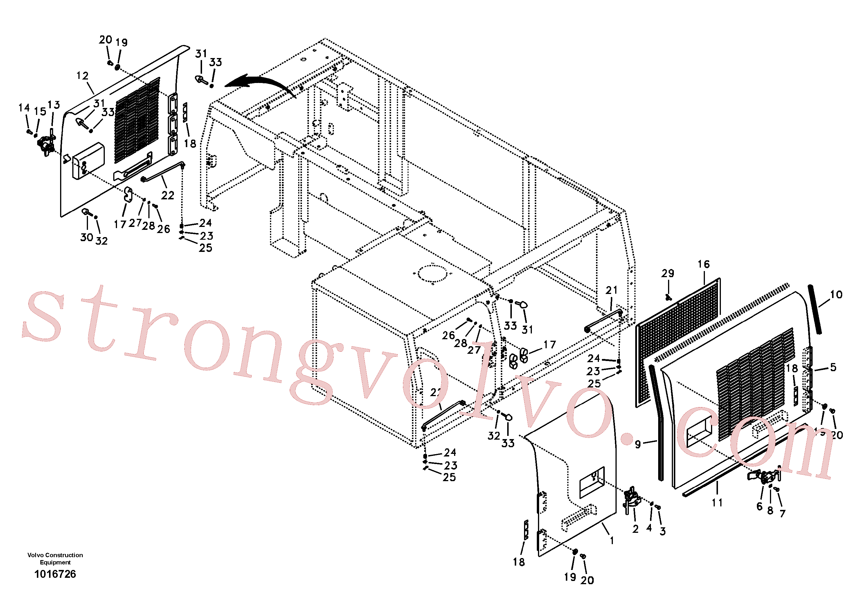 VOE14880920 Volvo Capot auxiliar, porta lateral.(1016726 Montagem)