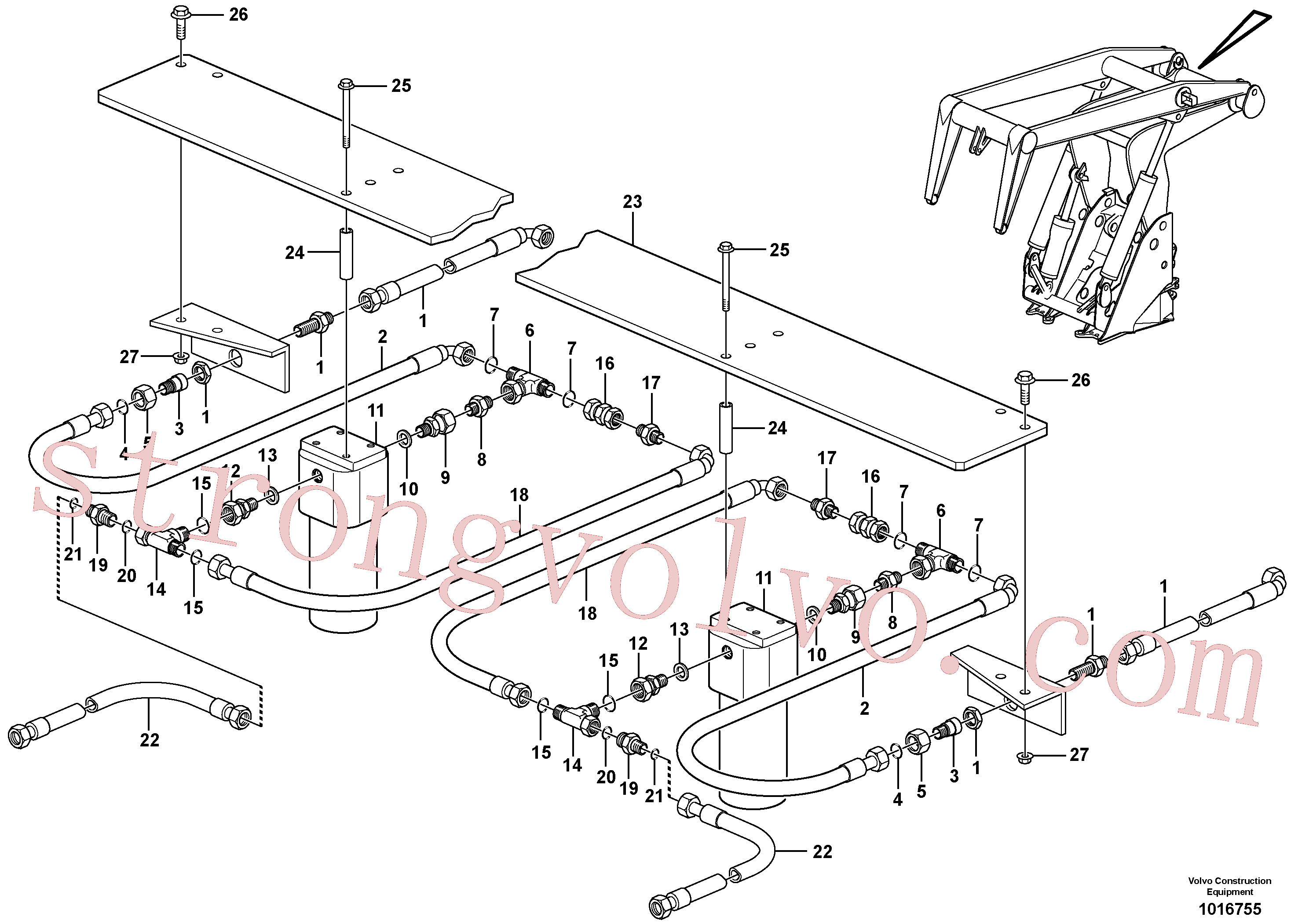VOE935340 Volvo Hidráulica de serviço, braço de elevação(1016755 Montagem)