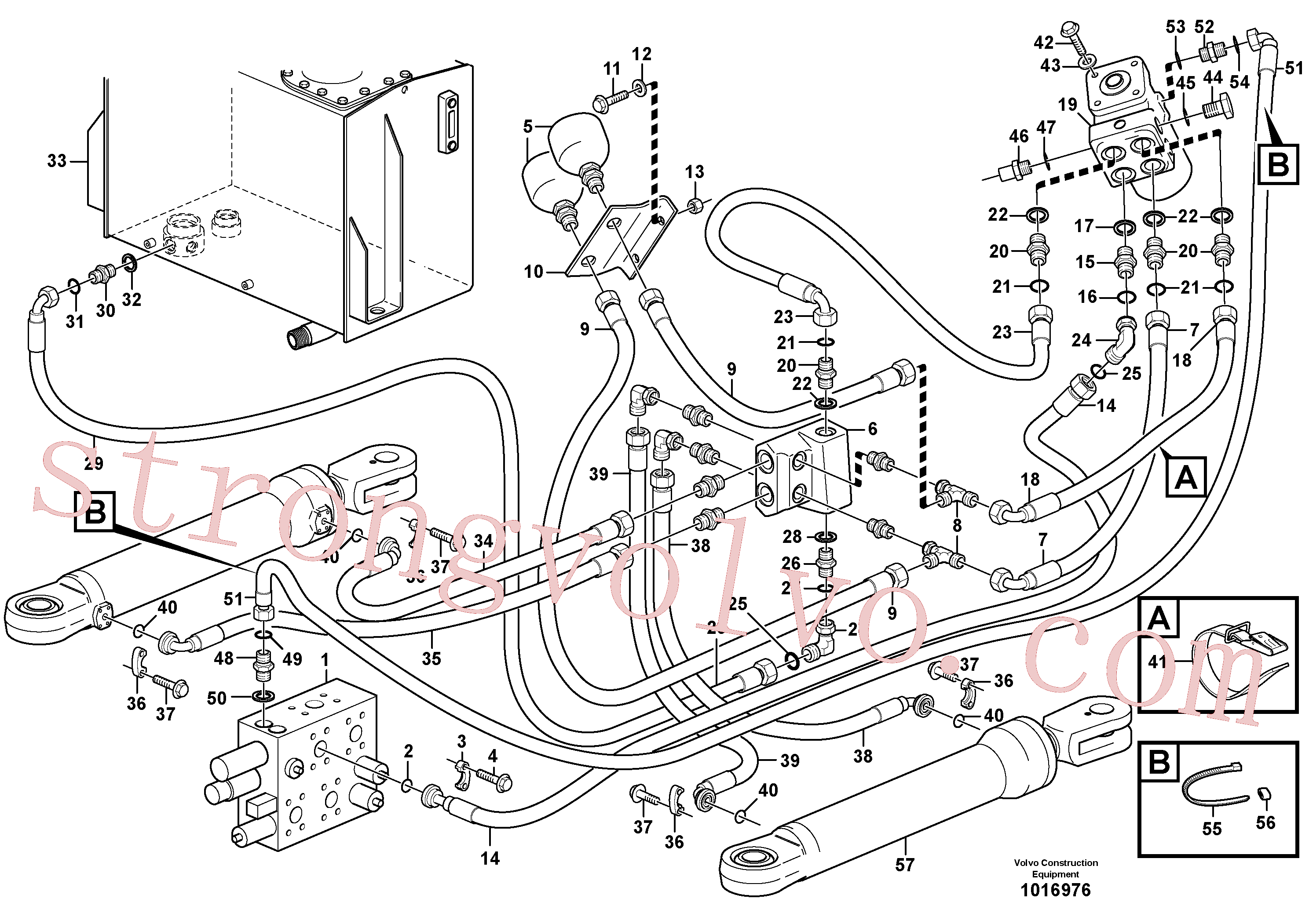 VOE11015453 Volvo Linhas do sistema da direcção, de pressão e de retorno(1016976 Montagem)