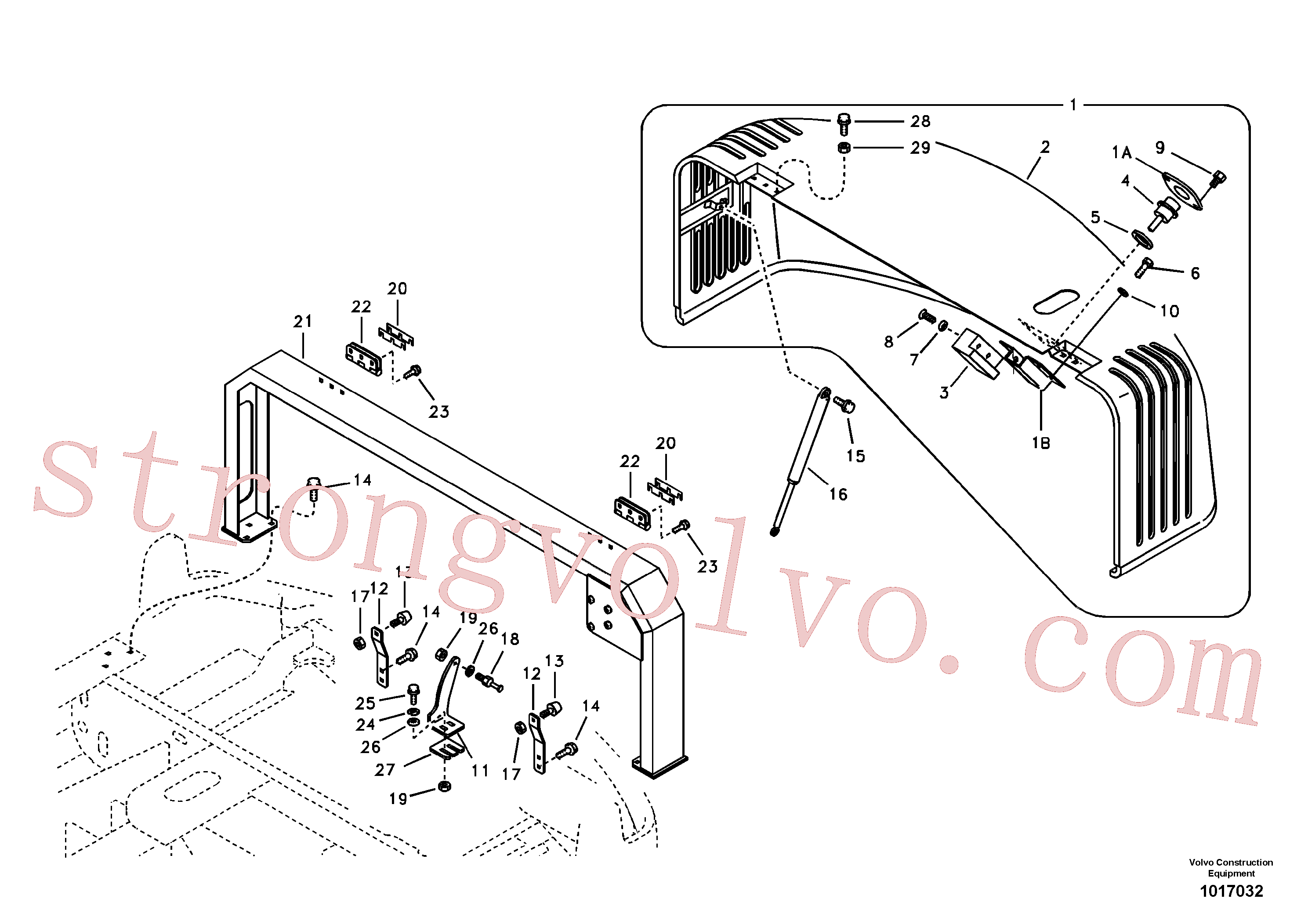 SA9119-11200 Volvo Estrutura da blindagem, cobertura e capot(1017032 Montagem)
