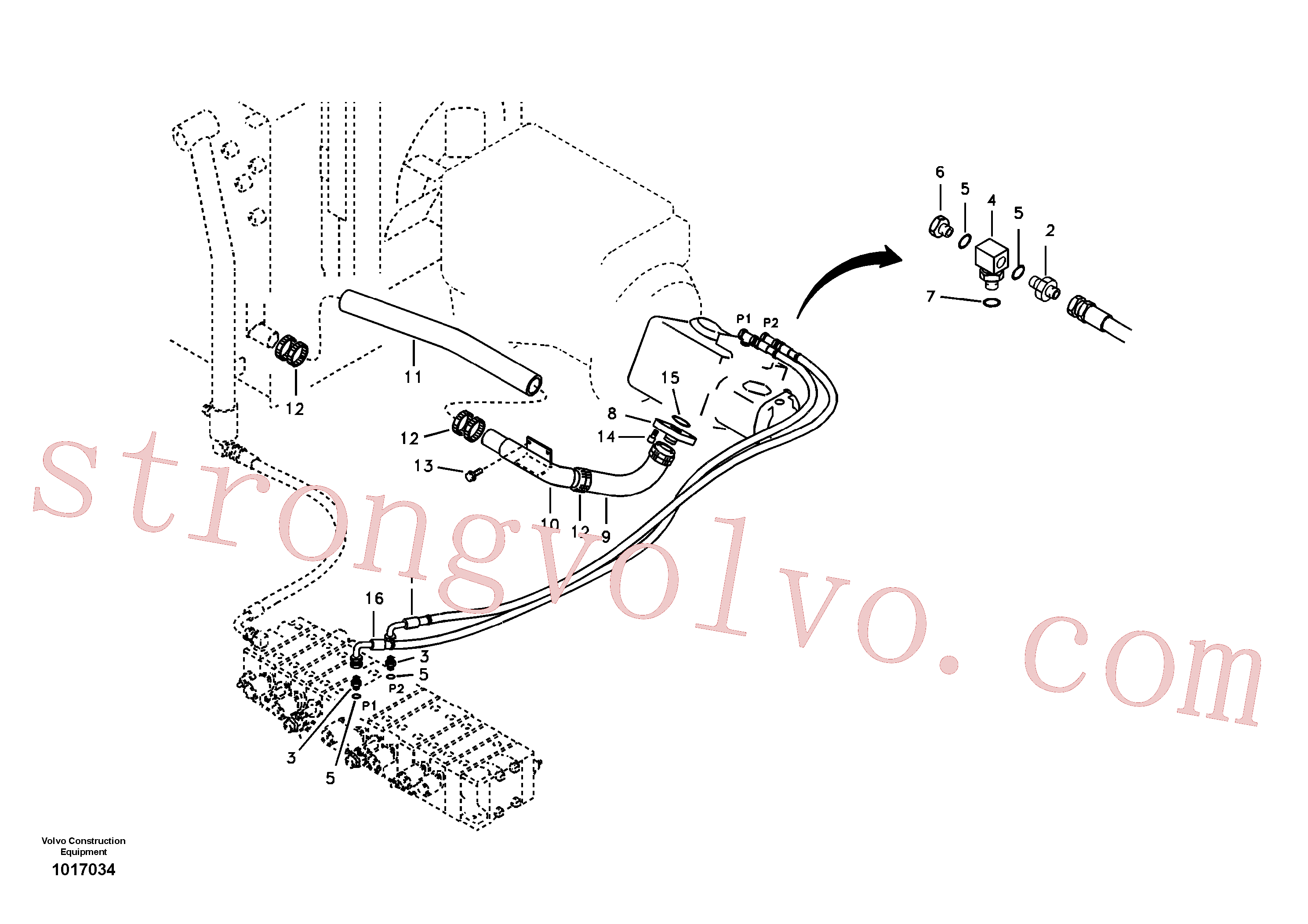 VOE14532631 Volvo Sistema hidráulico, tanque hidráulico para a bomba hidráulica(1017034 Montagem)