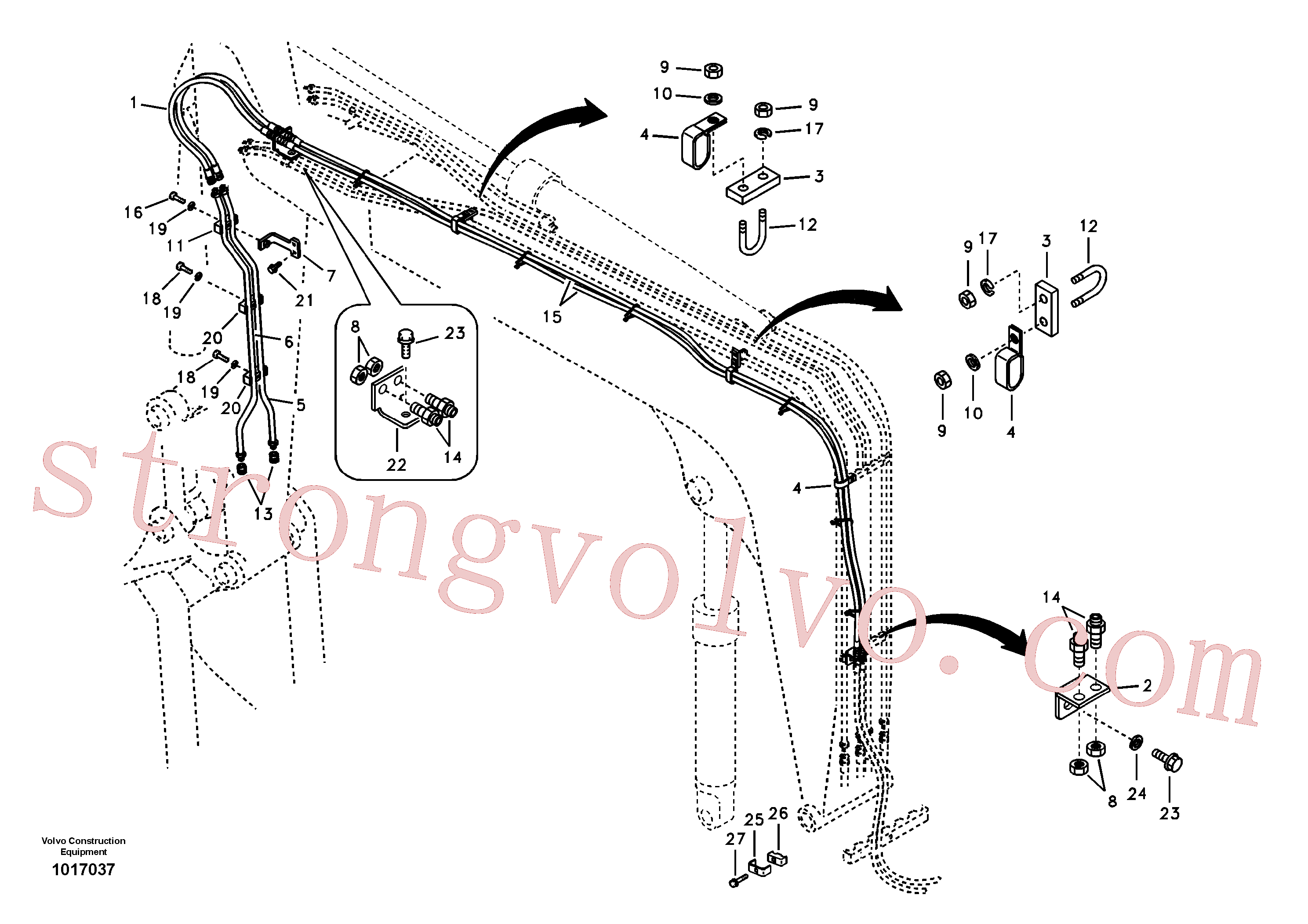 VOE14512612 Volvo Hidráulica de serviço, encaixe rápido na lança(1017037 Montagem)