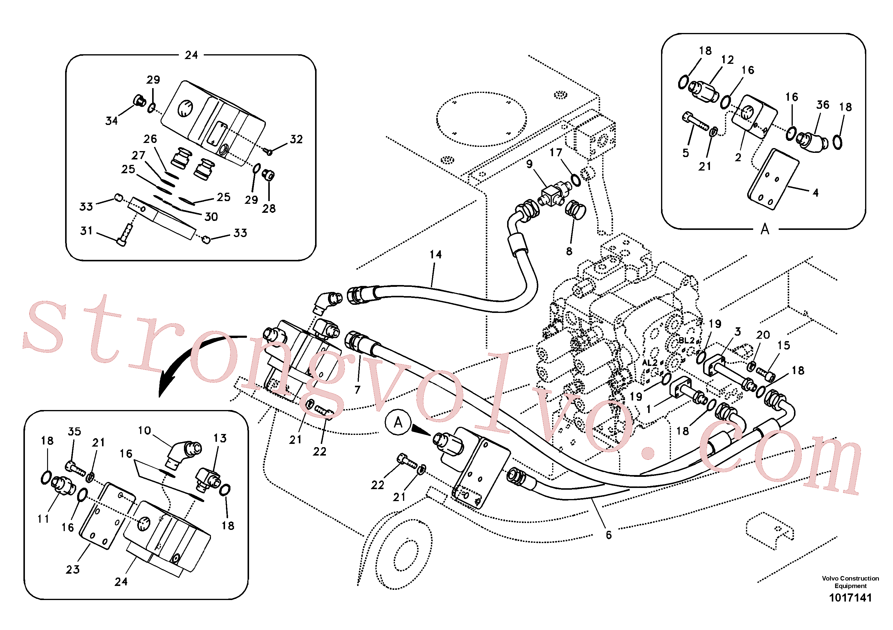 VOE14511942 Volvo Hidráulica de serviço, martelo e cortador para topo(1017141 Montagem)