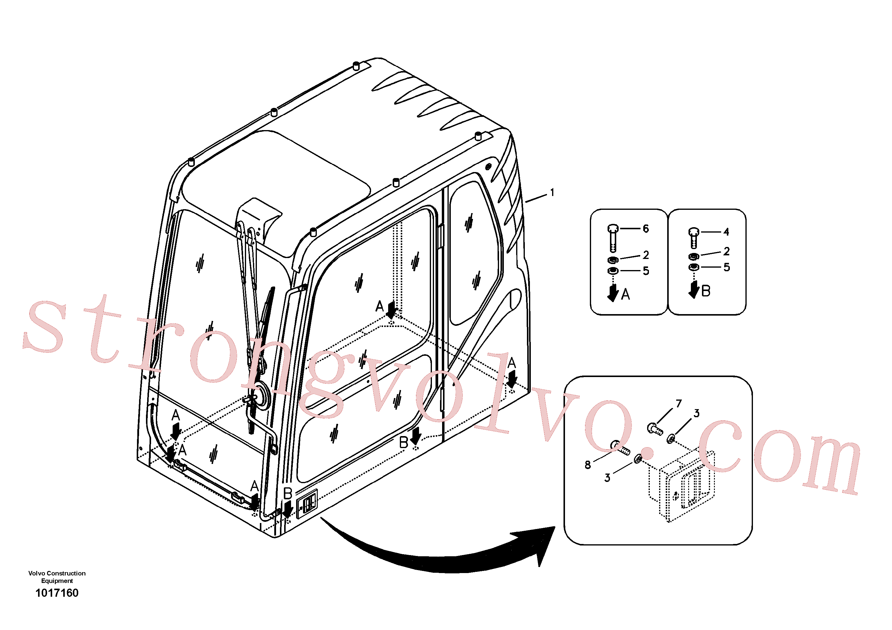 VOE980465 Volvo Apoio da cabina(1017160 Montagem)