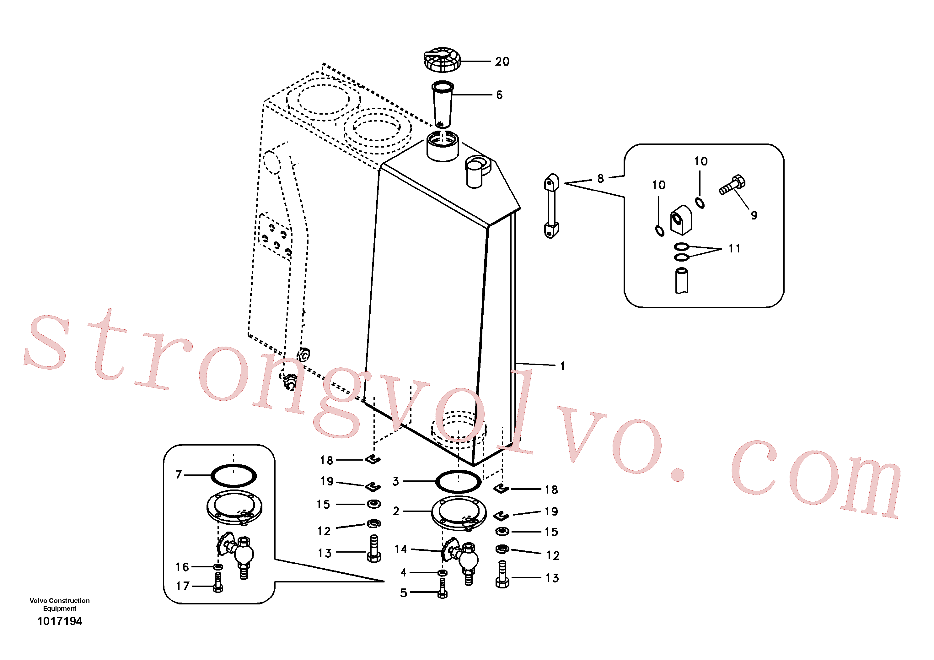 SA1040-20270 Volvo Depósito de combustível com acessórios(1017194 Montagem)