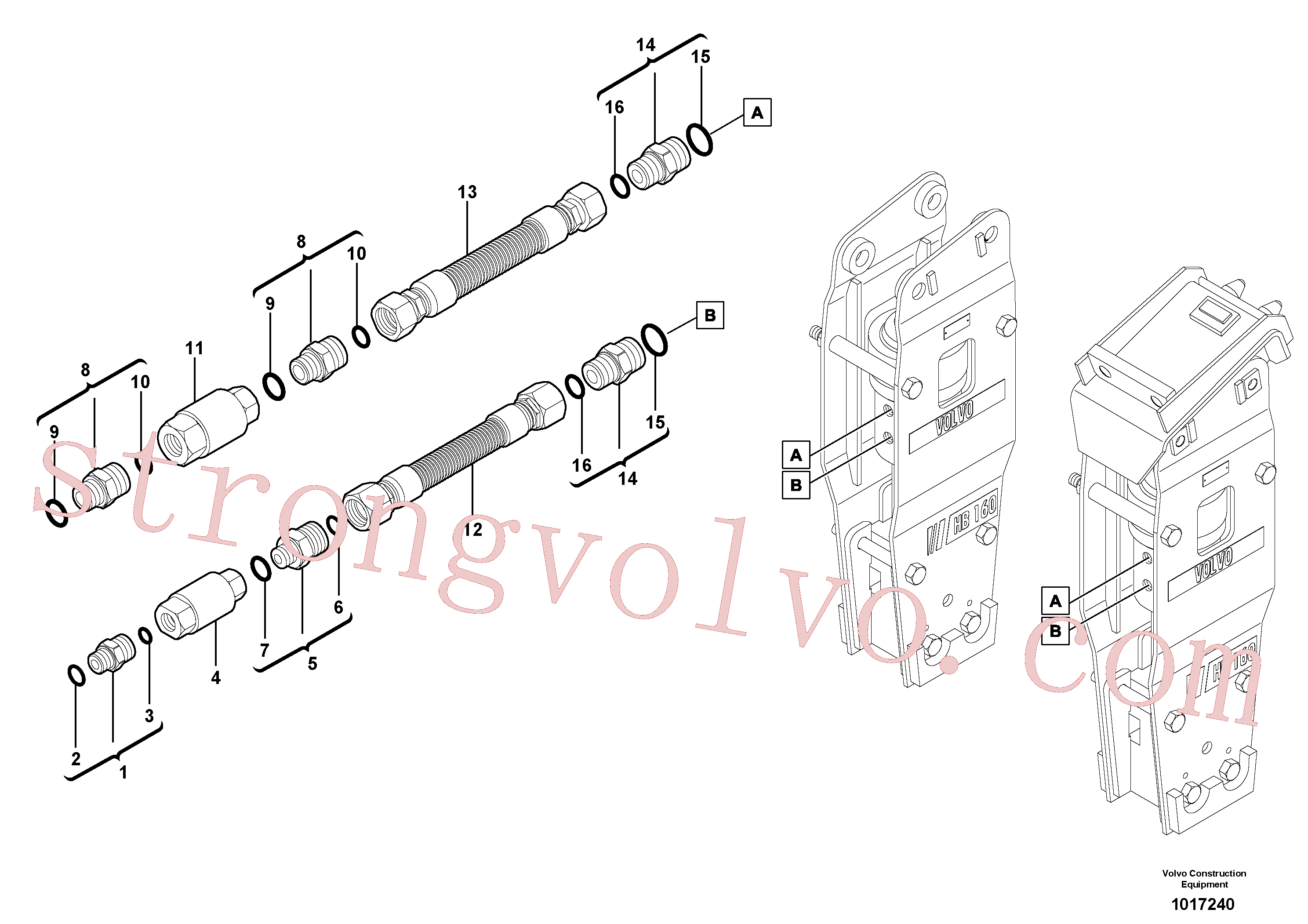 VOE937084 Mangueira completa Volvo escavadeira