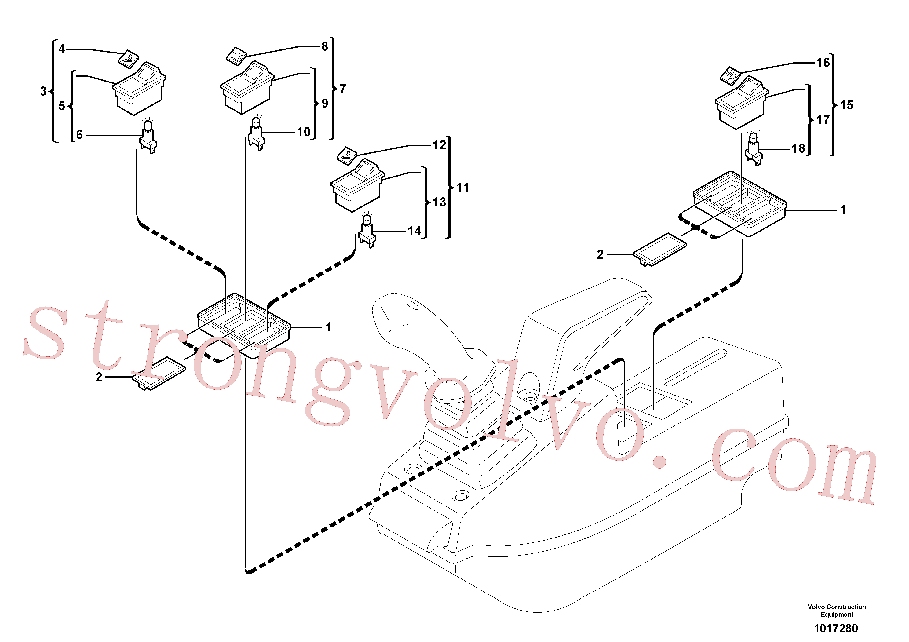 VOE11804128 Volvo Estação do operador: painel de instrumentos (esquerda)(1017280 Montagem)