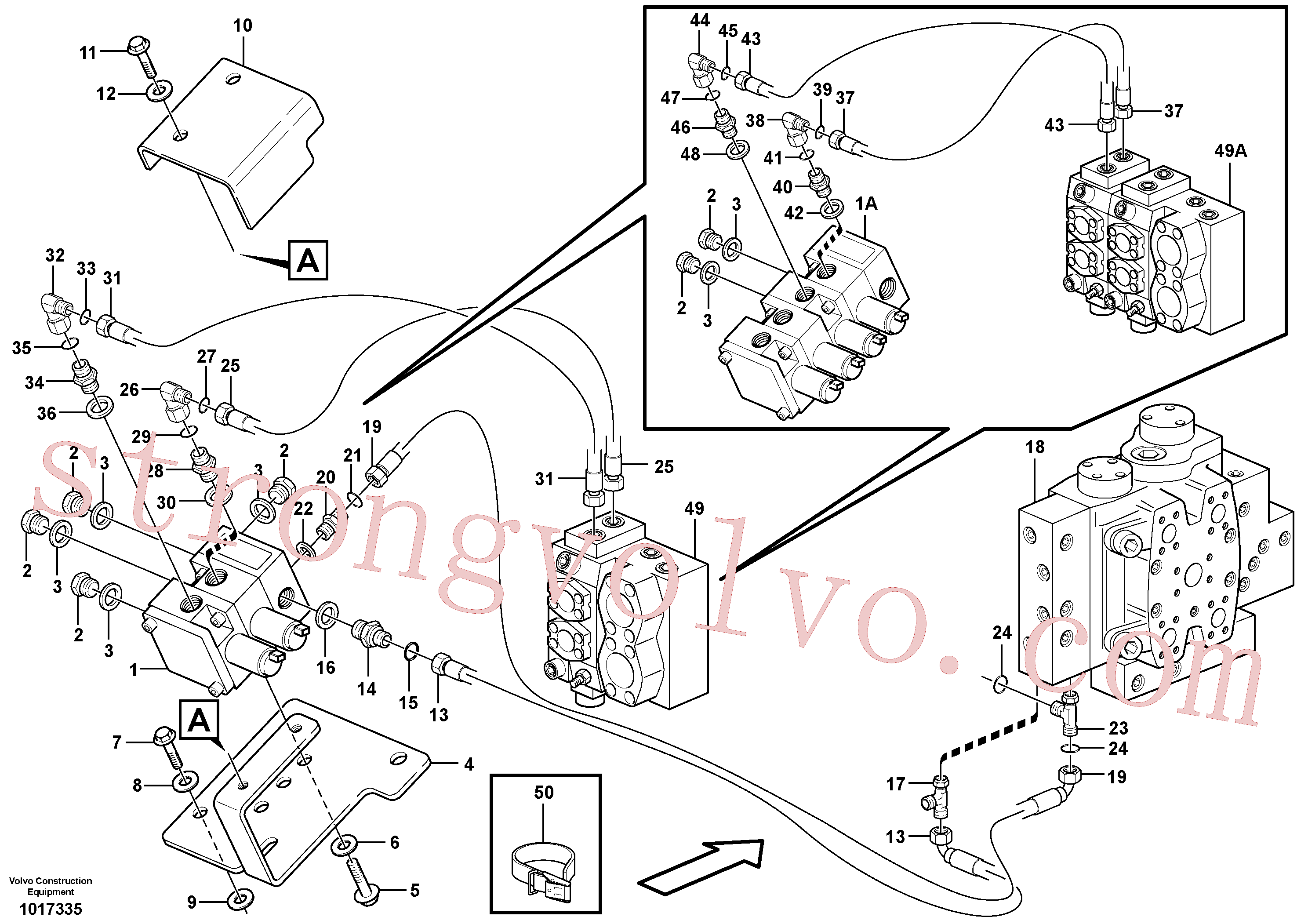 VOE936703 Volvo Servomotor - hidráulico, linhas hidráulicas(1017335 Montagem)