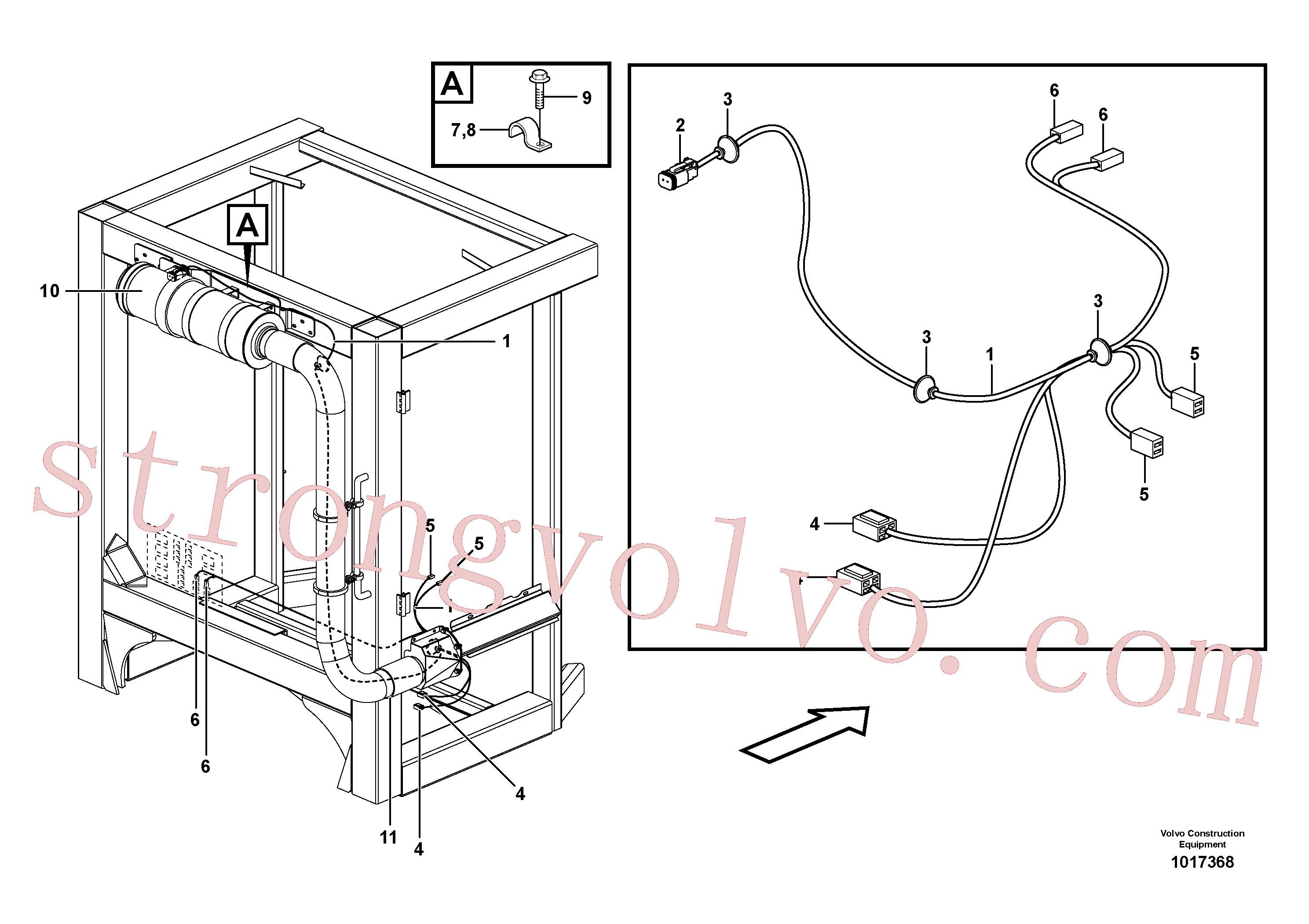 VOE990732 Volvo Cablagem do purificador de ar, cabina(1017368 Montagem)