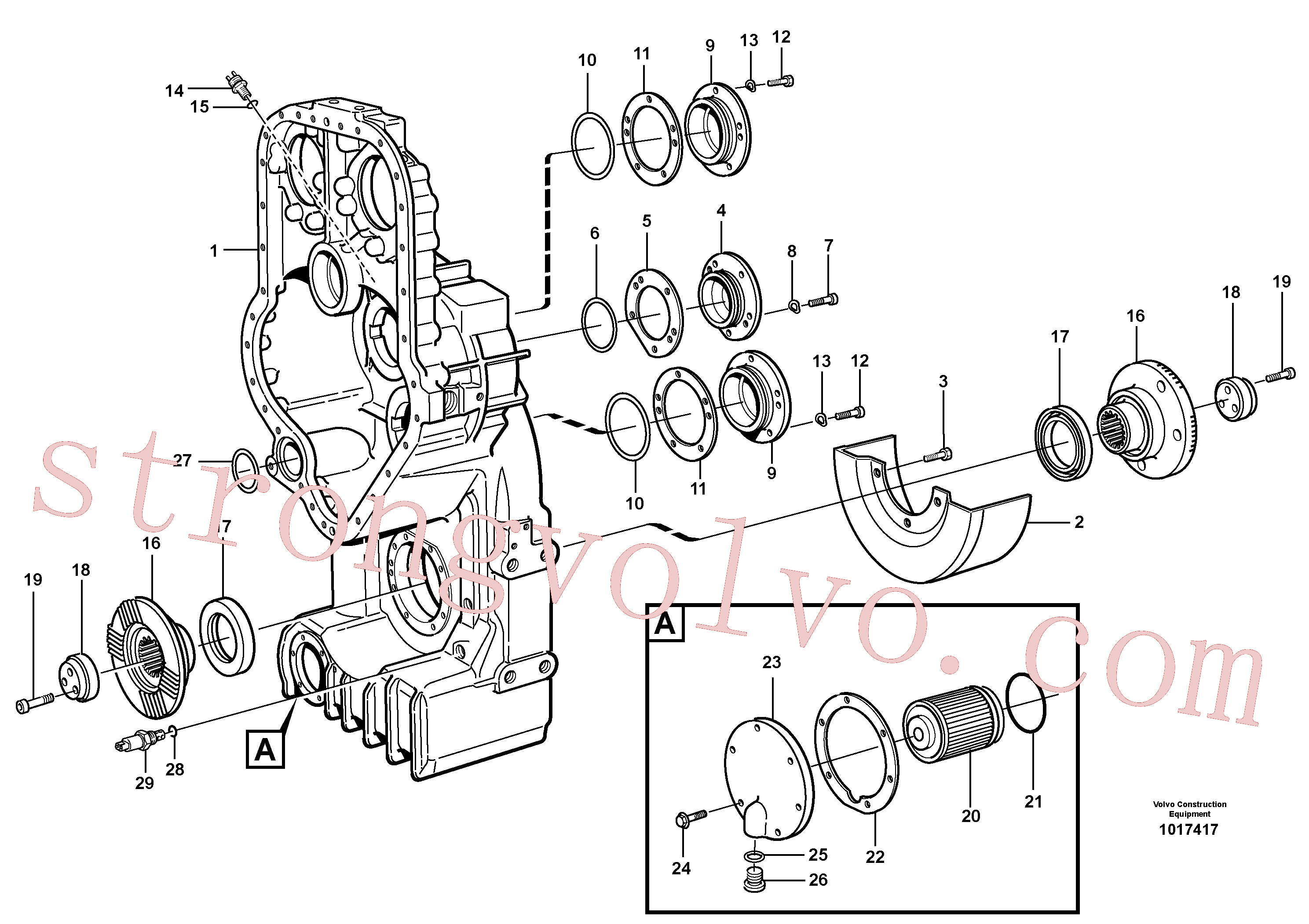 VOE11037589 Volvo Caixa de transferência, alojamento e coberturas(1017417 Montagem)