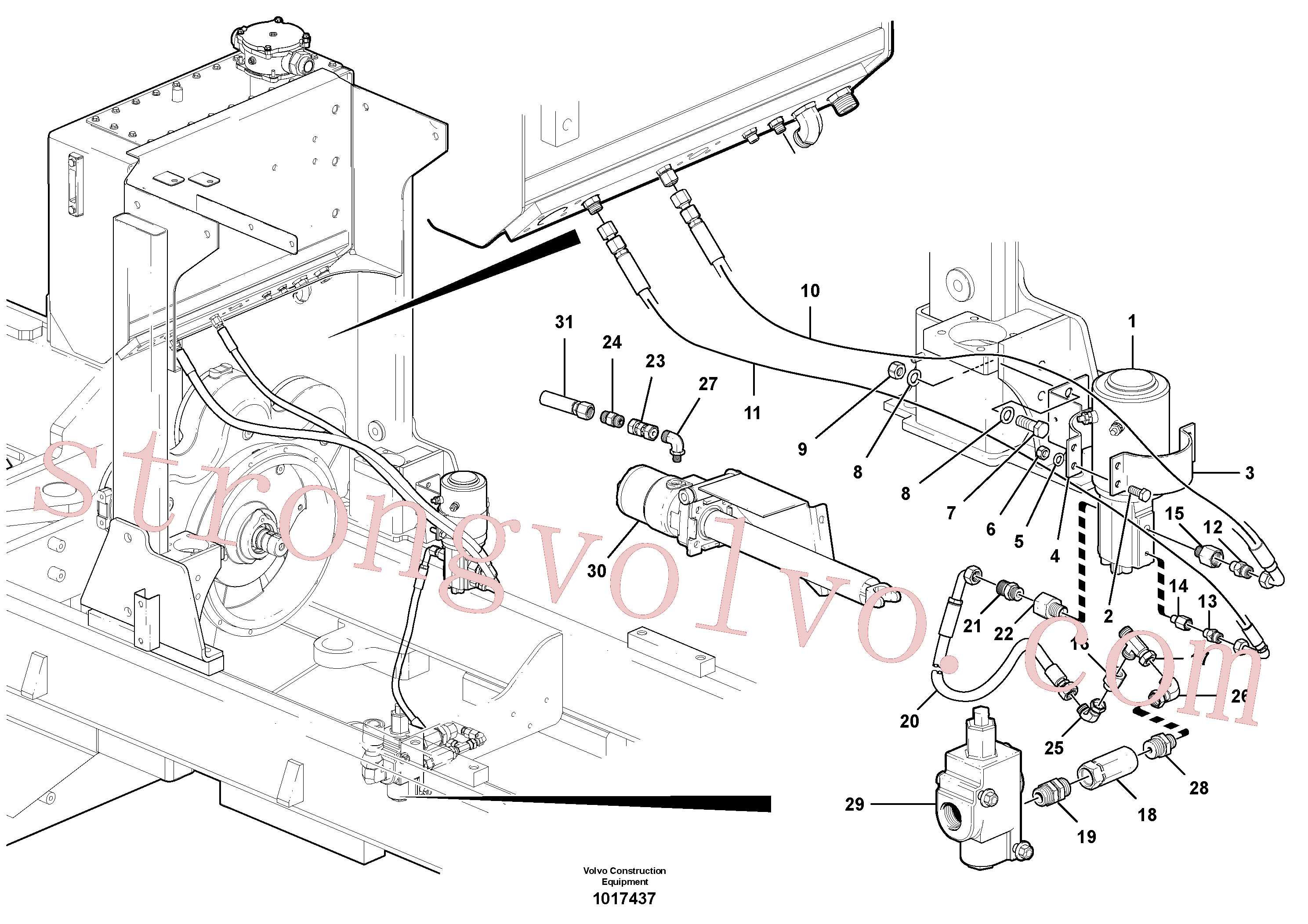VOE11141272 Volvo Circuito de direcção auxiliar - D7(1017437 Montagem)